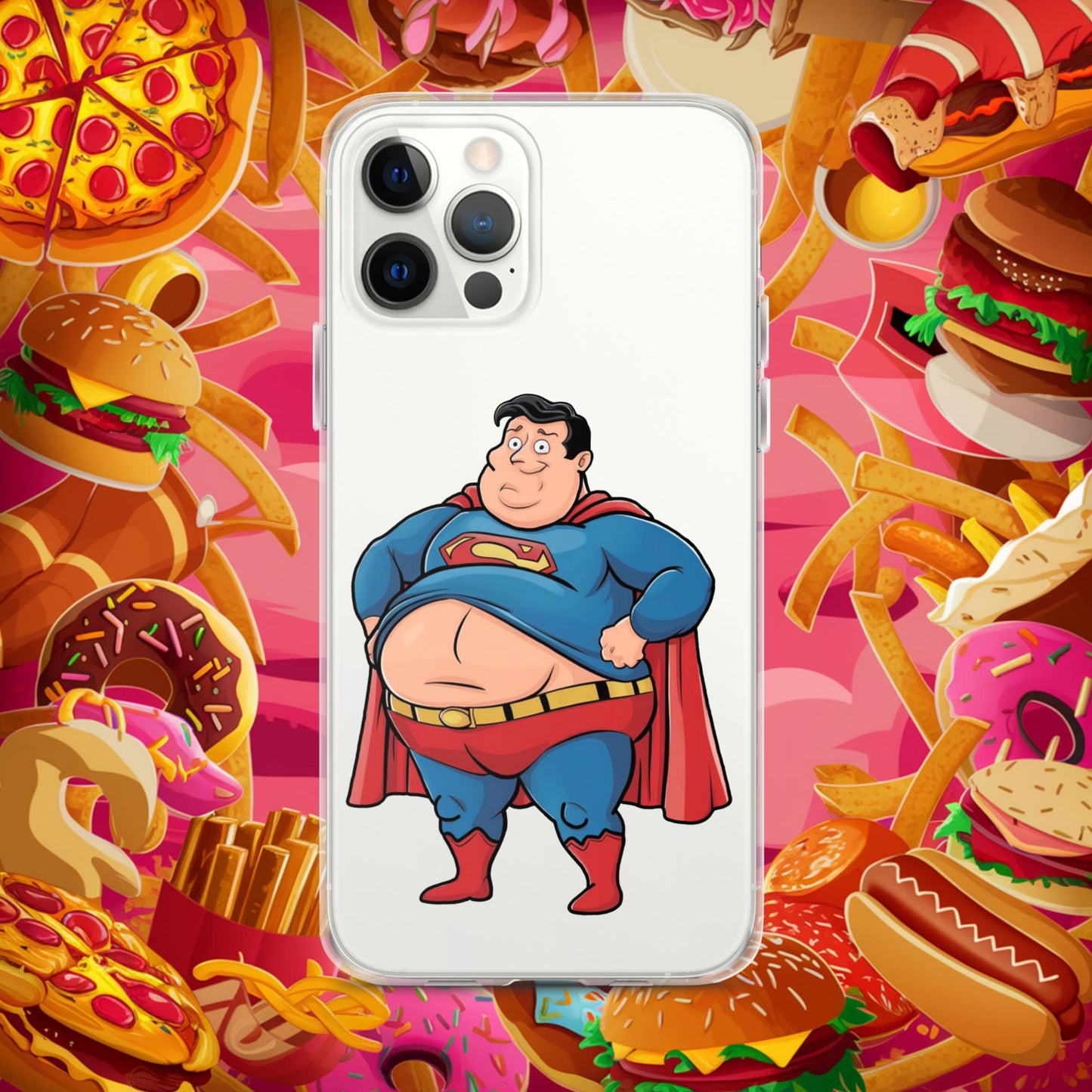 Fat Superhero Funny Inaction Hero Clear Case for iPhone iPhone 12 Pro Max Mobile Phone Cases Movies Superheroes Superman Next Cult Brand