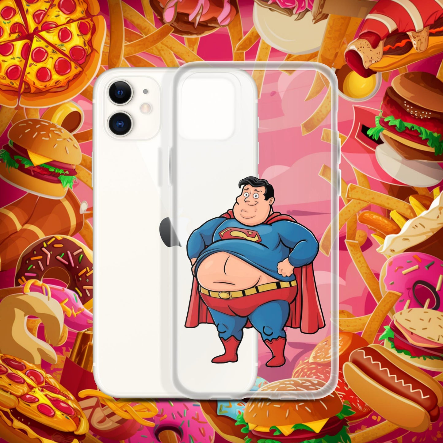Fat Superhero Funny Inaction Hero Clear Case for iPhone iPhone 11 Mobile Phone Cases Movies Superheroes Superman Next Cult Brand