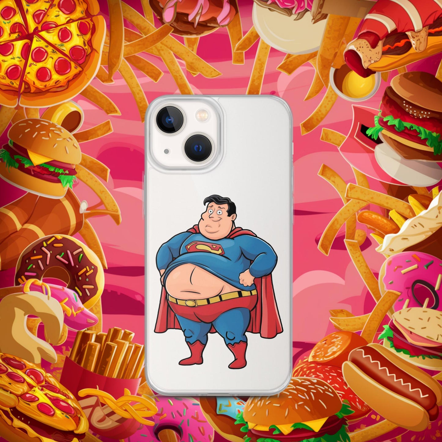 Fat Superhero Funny Inaction Hero Clear Case for iPhone iPhone 13 mini Mobile Phone Cases Movies Superheroes Superman Next Cult Brand