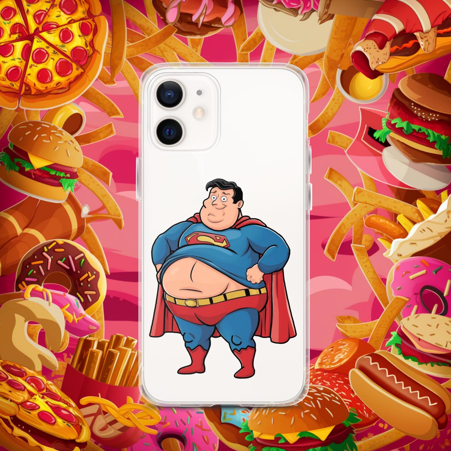 Fat Superhero Funny Inaction Hero Clear Case for iPhone iPhone 12 Mobile Phone Cases Movies Superheroes Superman Next Cult Brand
