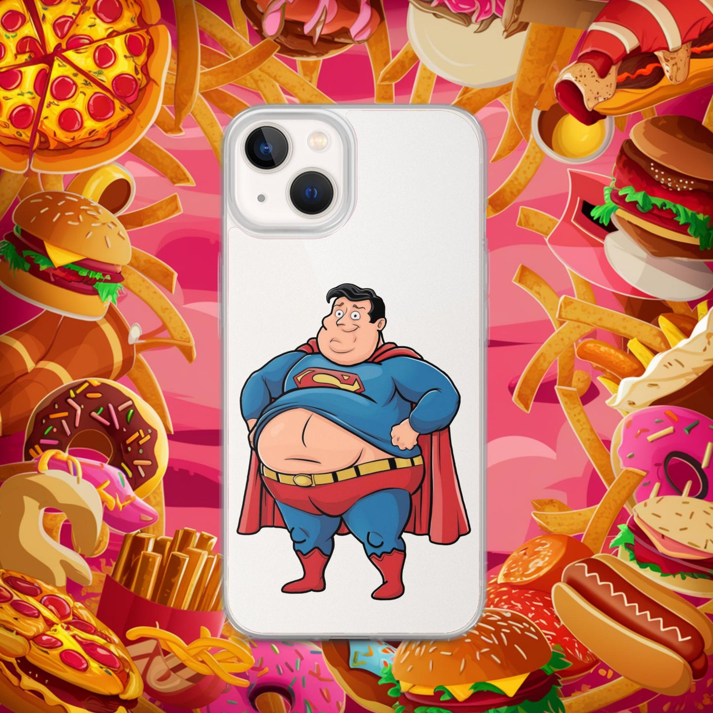 Fat Superhero Funny Inaction Hero Clear Case for iPhone iPhone 13 Mobile Phone Cases Movies Superheroes Superman Next Cult Brand