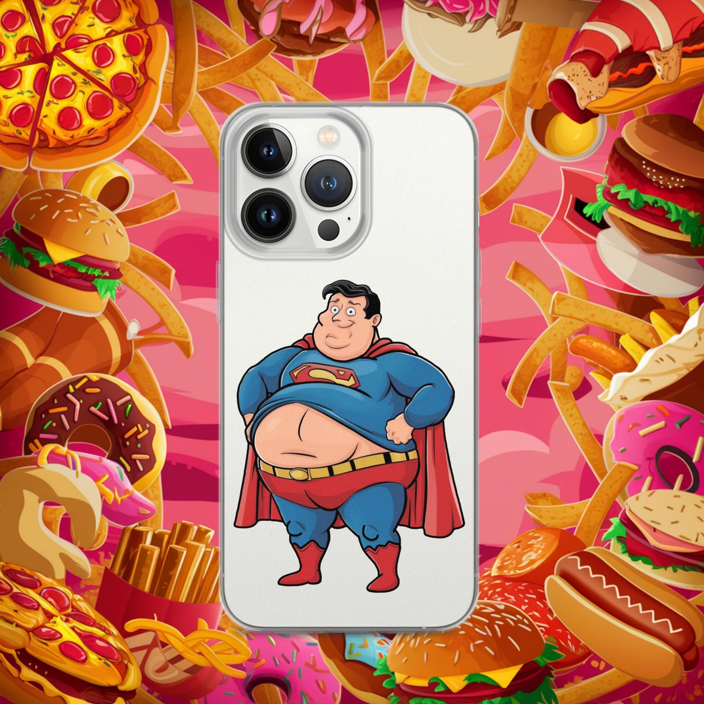 Fat Superhero Funny Inaction Hero Clear Case for iPhone iPhone 13 Pro Mobile Phone Cases Movies Superheroes Superman Next Cult Brand