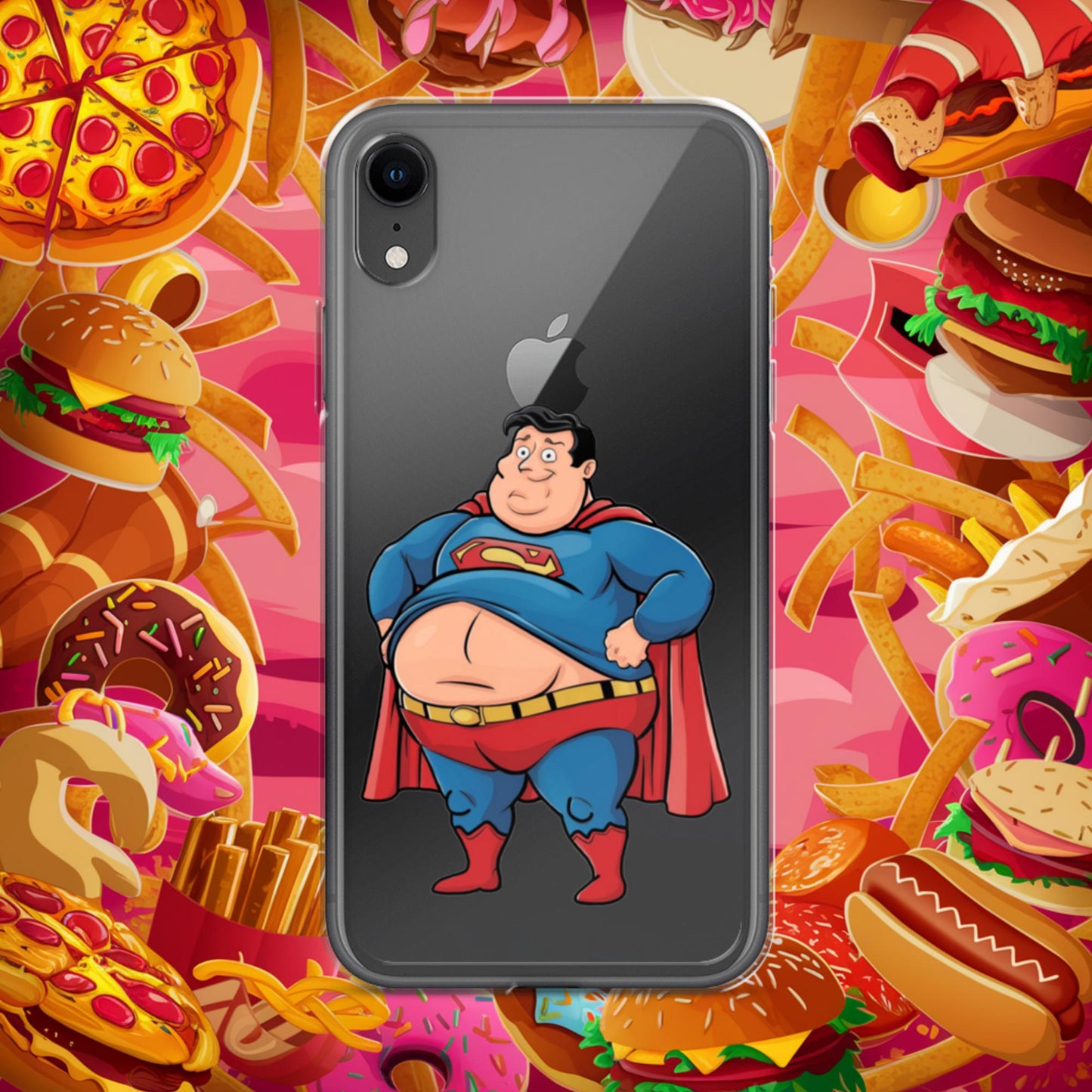 Fat Superhero Funny Inaction Hero Clear Case for iPhone iPhone XR Mobile Phone Cases Movies Superheroes Superman Next Cult Brand