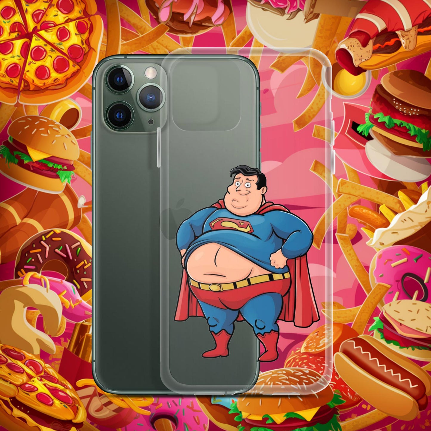 Fat Superhero Funny Inaction Hero Clear Case for iPhone iPhone 11 Pro Mobile Phone Cases Movies Superheroes Superman Next Cult Brand