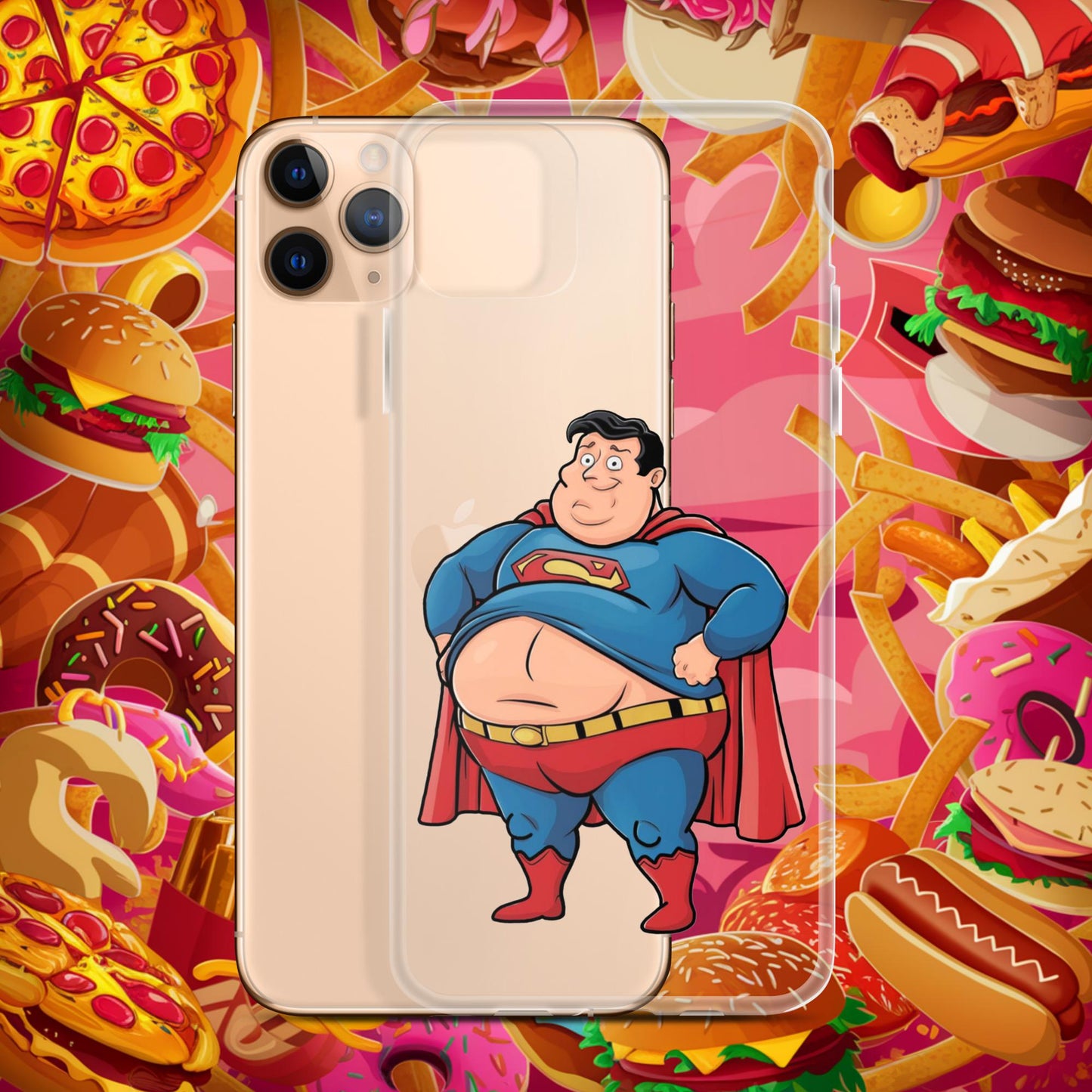 Fat Superhero Funny Inaction Hero Clear Case for iPhone iPhone 11 Pro Max Mobile Phone Cases Movies Superheroes Superman Next Cult Brand