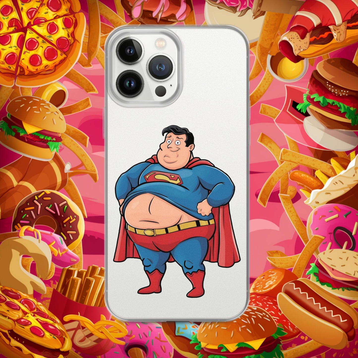 Fat Superhero Funny Inaction Hero Clear Case for iPhone iPhone 13 Pro Max Mobile Phone Cases Movies Superheroes Superman Next Cult Brand
