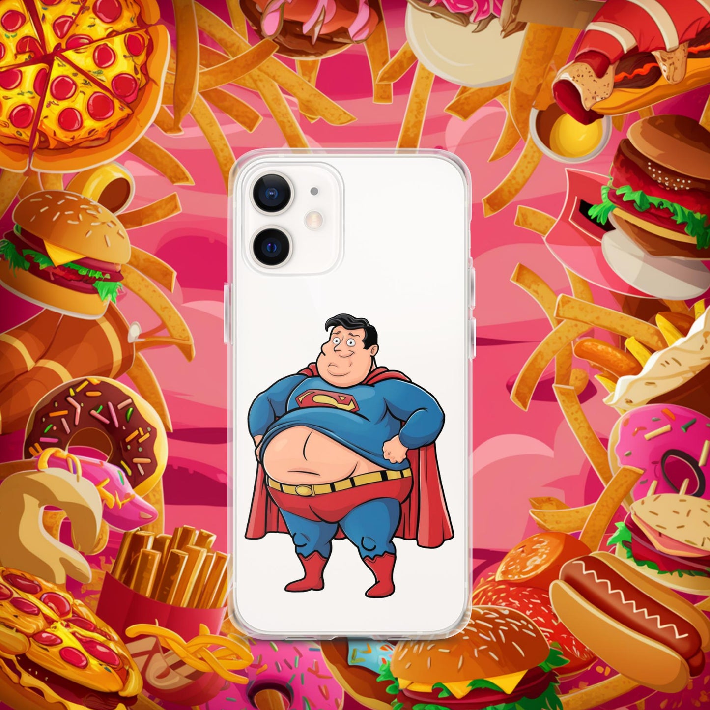 Fat Superhero Funny Inaction Hero Clear Case for iPhone iPhone 12 mini Mobile Phone Cases Movies Superheroes Superman Next Cult Brand