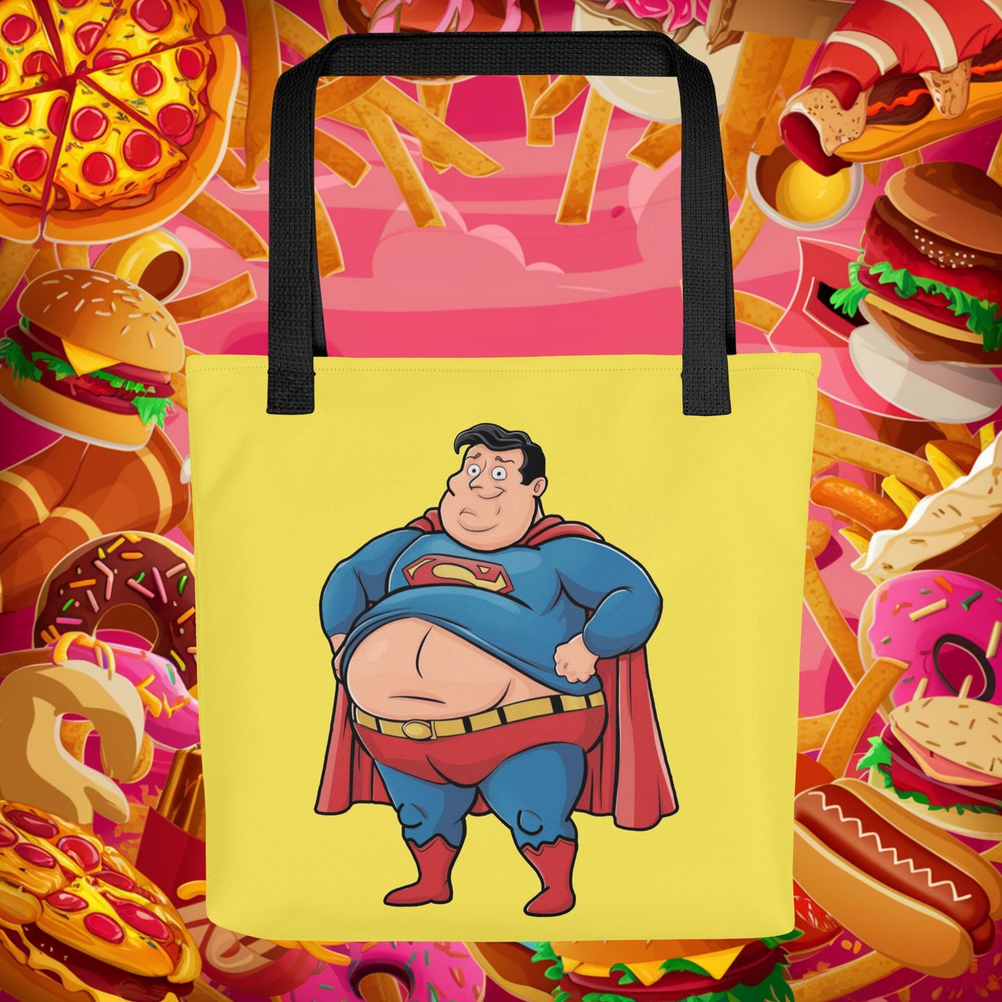 Fat Superhero Funny Inaction Hero Tote bag Default Title Bags Movies Superheroes Superman Next Cult Brand