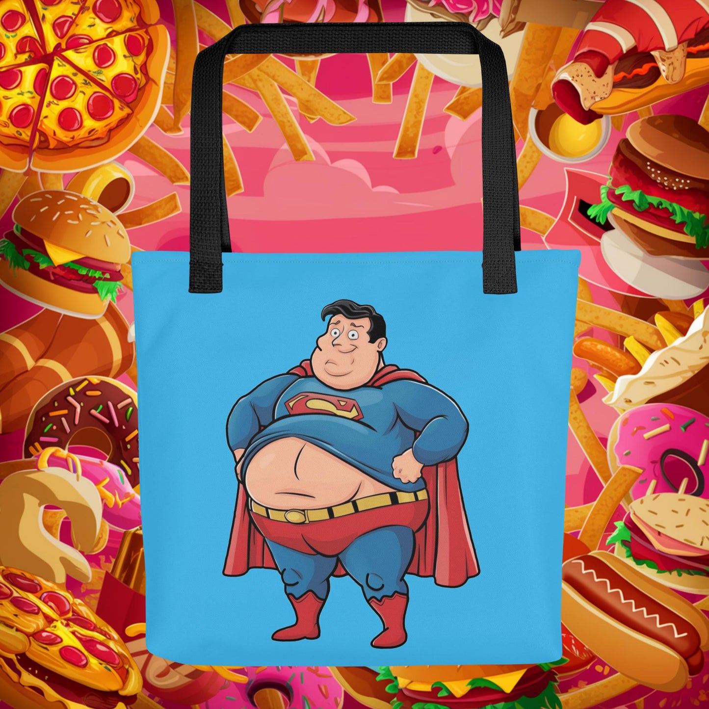 Fat Superhero Funny Inaction Hero Tote bag Default Title Bags Movies Superheroes Superman Next Cult Brand