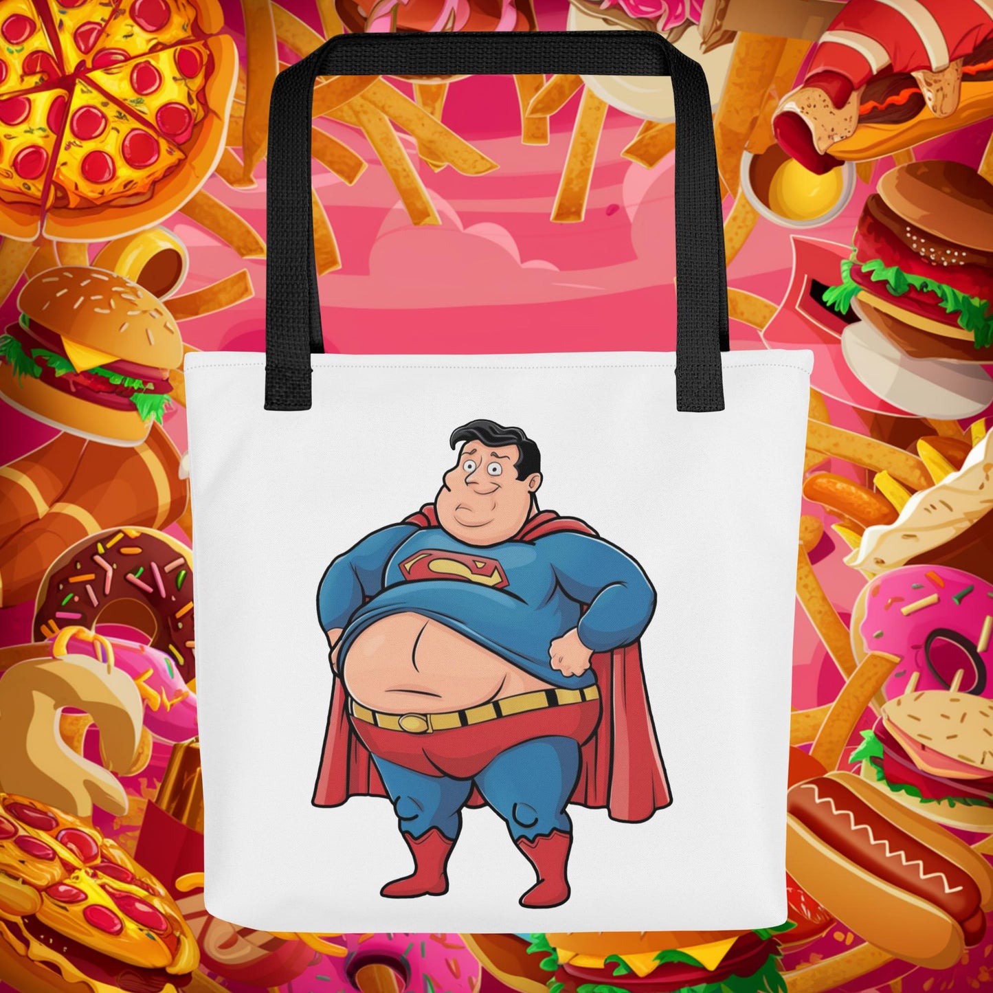 Fat Superhero Funny Inaction Hero Tote bag Default Title Bags Movies Superheroes Superman Next Cult Brand