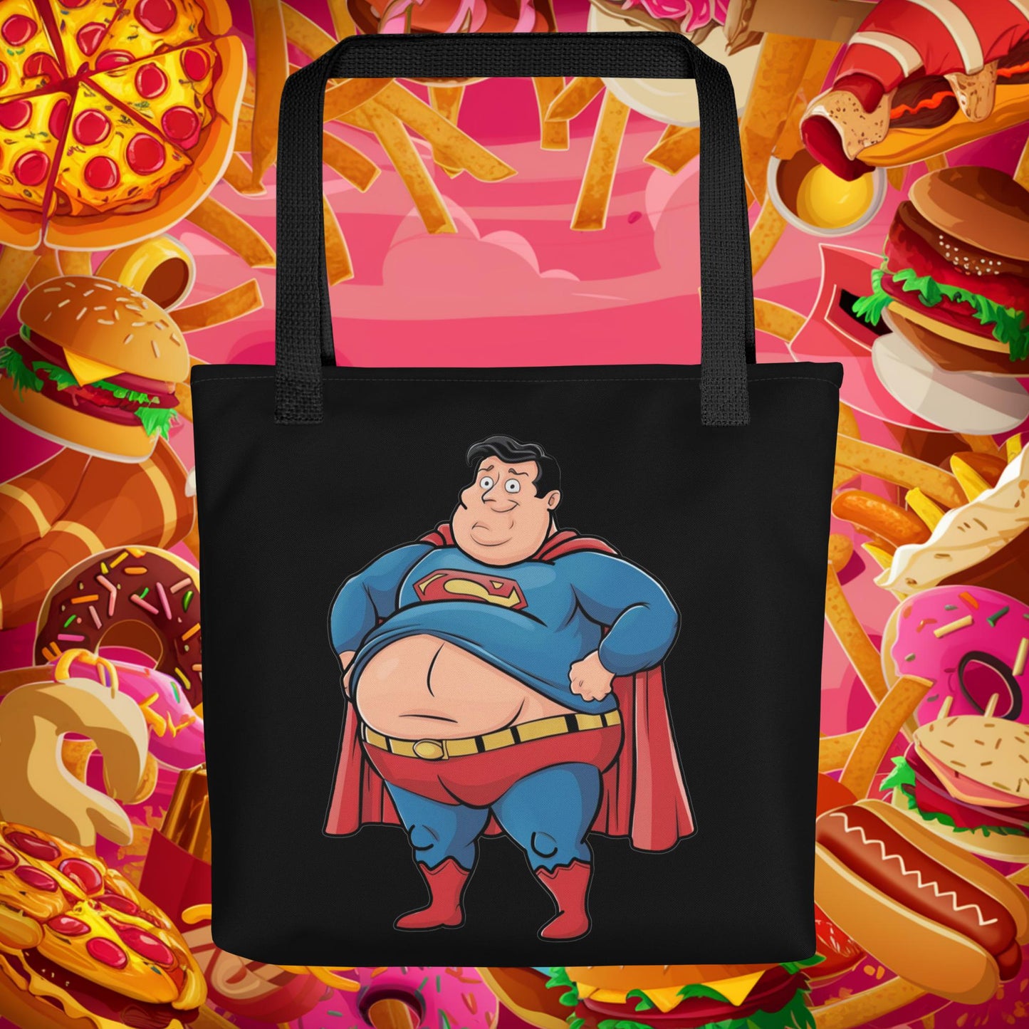 Fat Superhero Funny Inaction Hero Tote bag Default Title Bags Movies Superheroes Superman Next Cult Brand