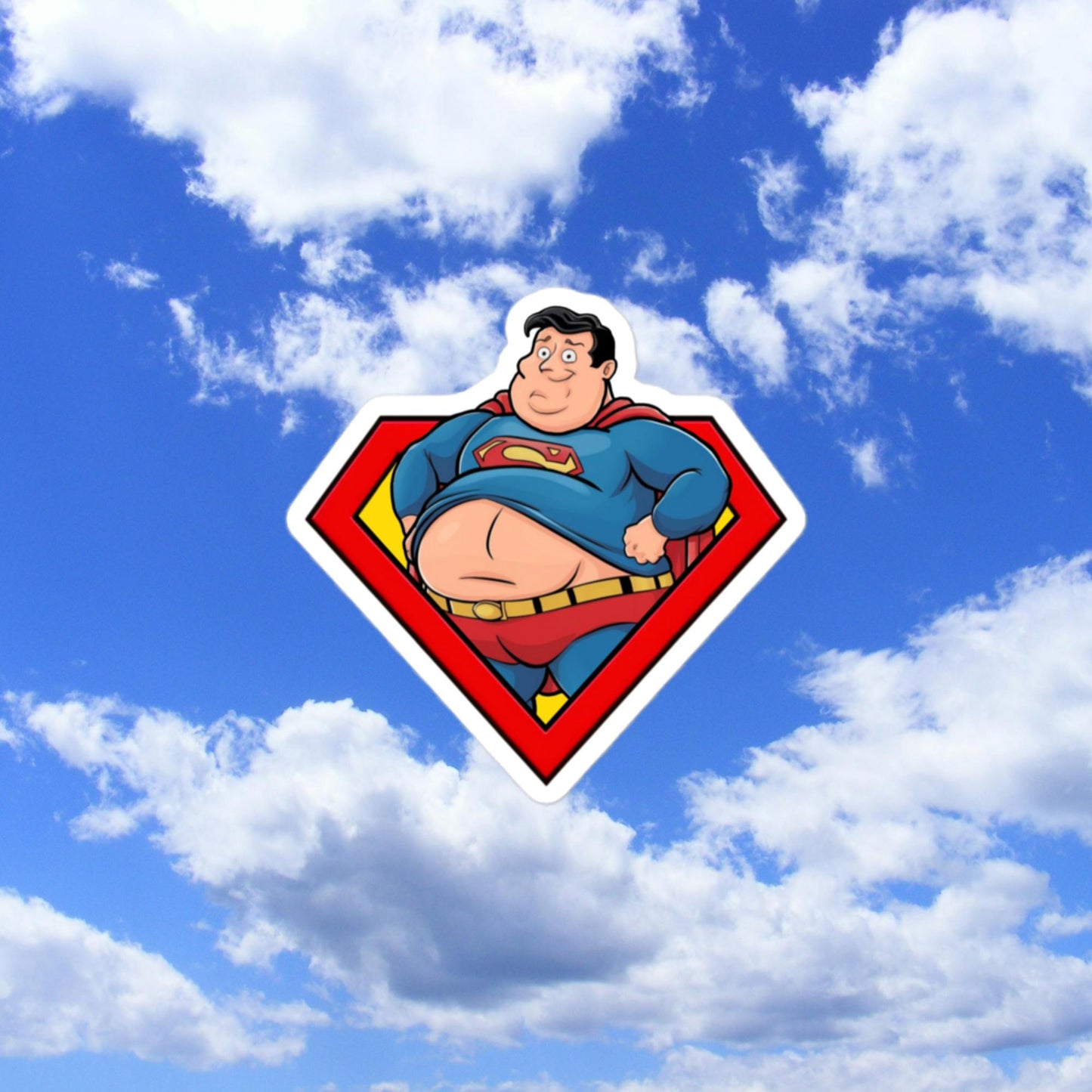 Fat Superman Funny Superhero Bubble-free stickers 3″×3″ Stickers Movies Superheroes Superman Next Cult Brand