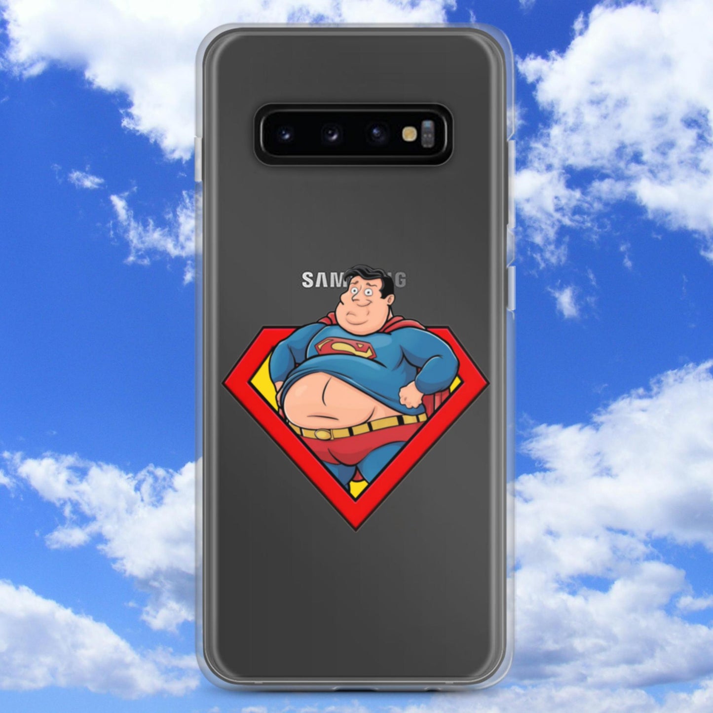 Fat Superman Funny Superhero Clear Case for Samsung Samsung Galaxy S10+ Mobile Phone Cases Movies Superheroes Superman Next Cult Brand
