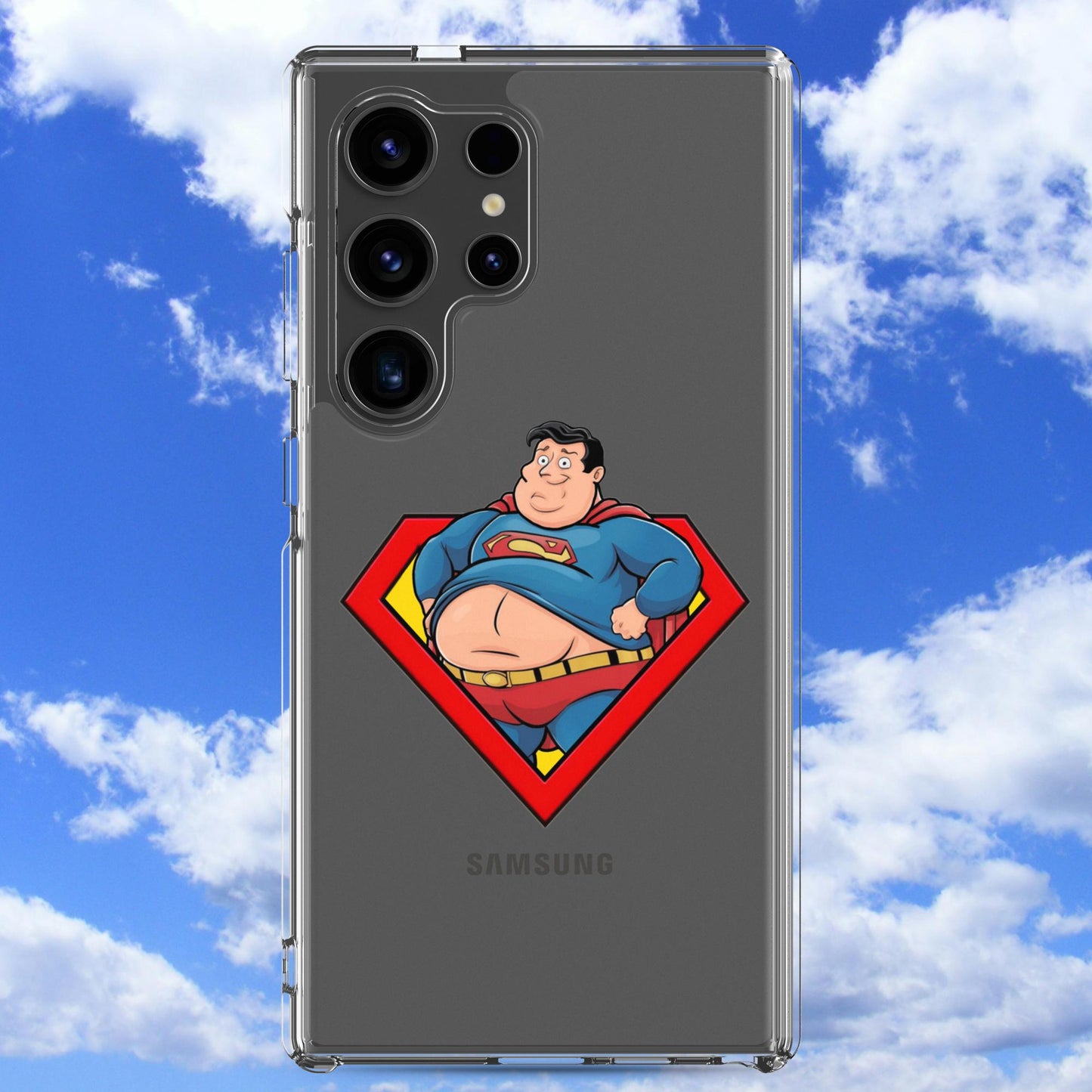 Fat Superman Funny Superhero Clear Case for Samsung Samsung Galaxy S24 Ultra Mobile Phone Cases Movies Superheroes Superman Next Cult Brand