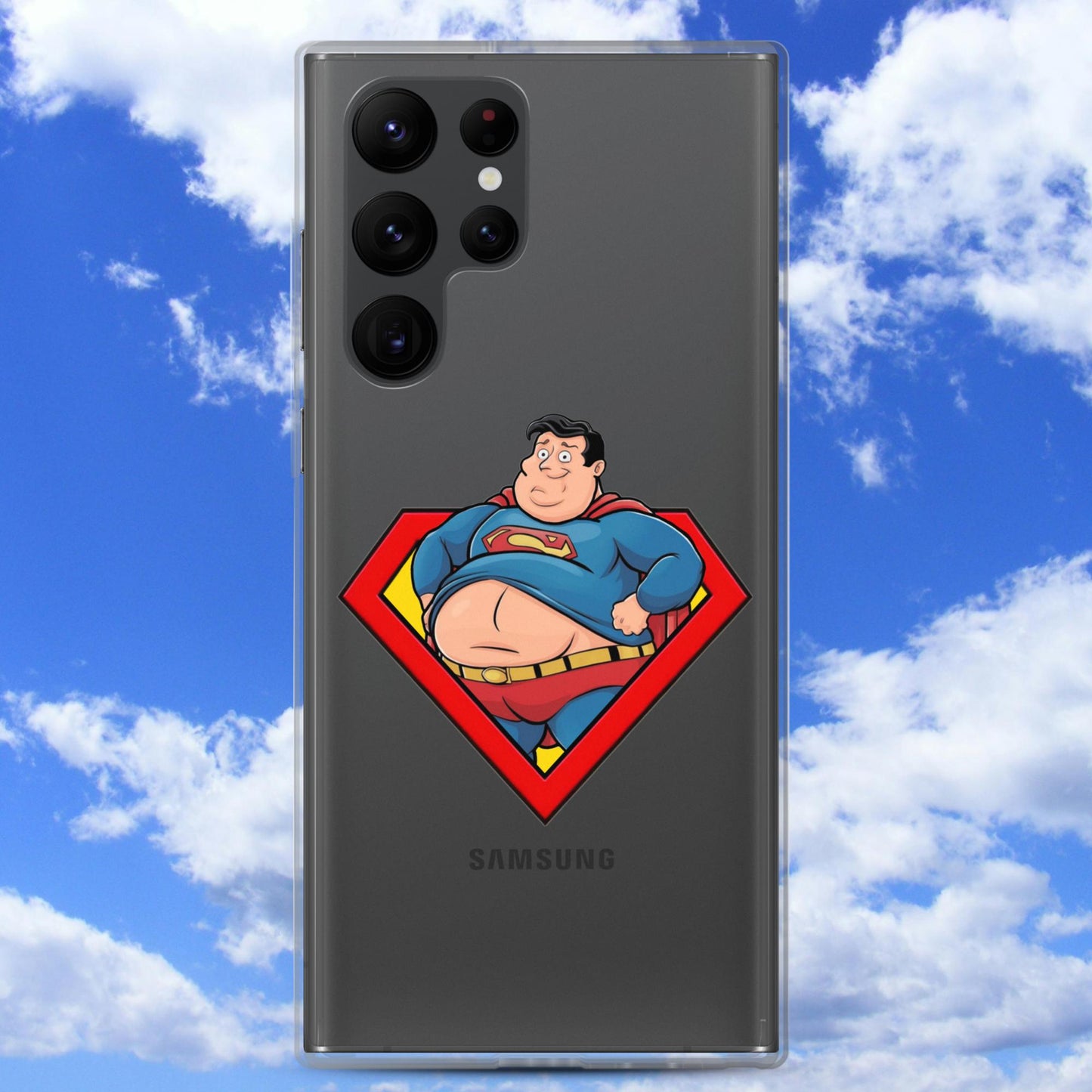 Fat Superman Funny Superhero Clear Case for Samsung Samsung Galaxy S22 Ultra Mobile Phone Cases Movies Superheroes Superman Next Cult Brand