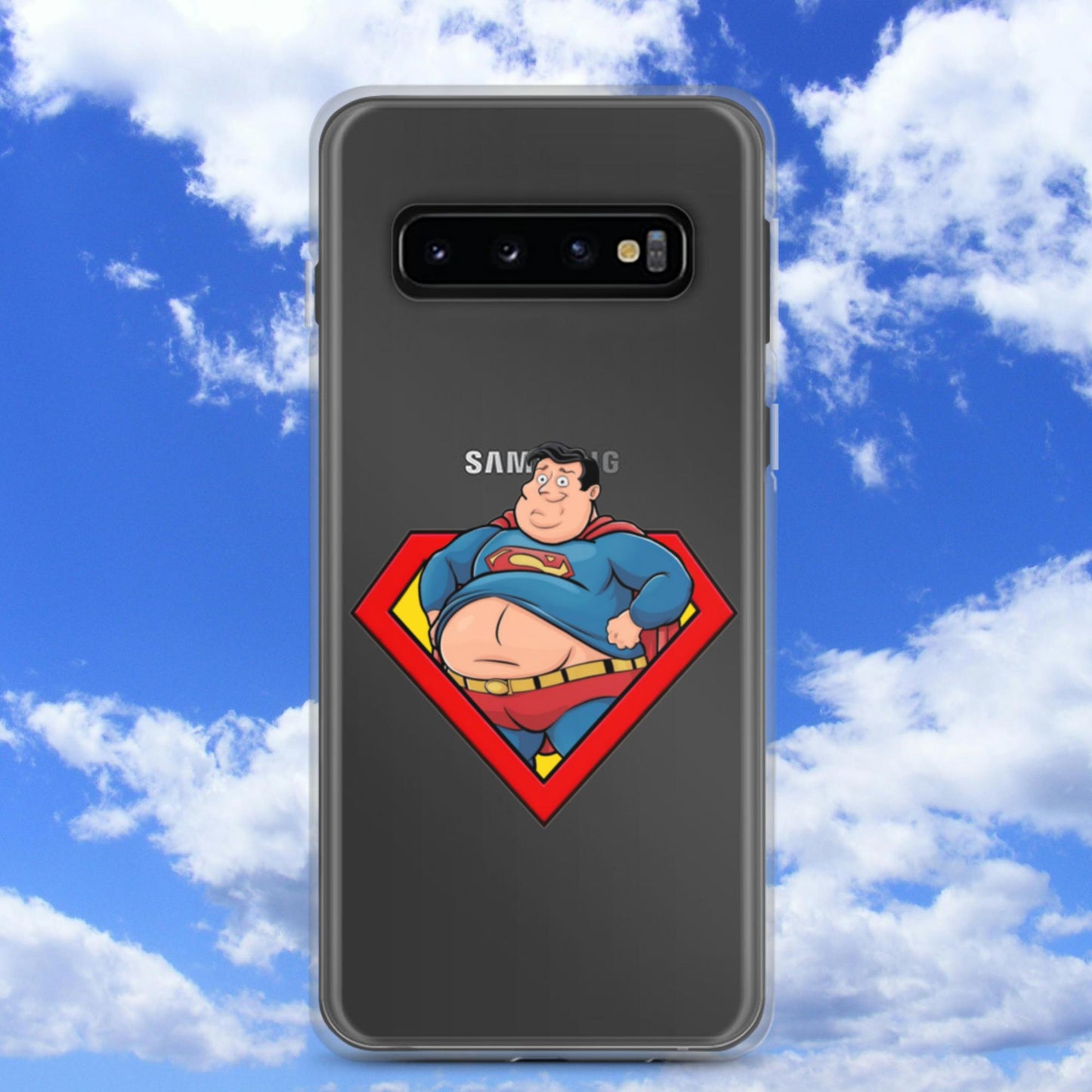 Fat Superman Funny Superhero Clear Case for Samsung Samsung Galaxy S10 Mobile Phone Cases Movies Superheroes Superman Next Cult Brand