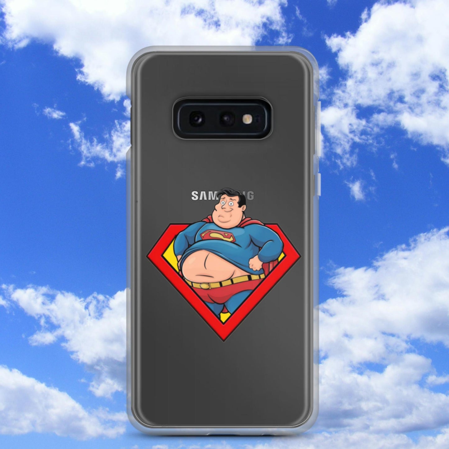 Fat Superman Funny Superhero Clear Case for Samsung Samsung Galaxy S10e Mobile Phone Cases Movies Superheroes Superman Next Cult Brand