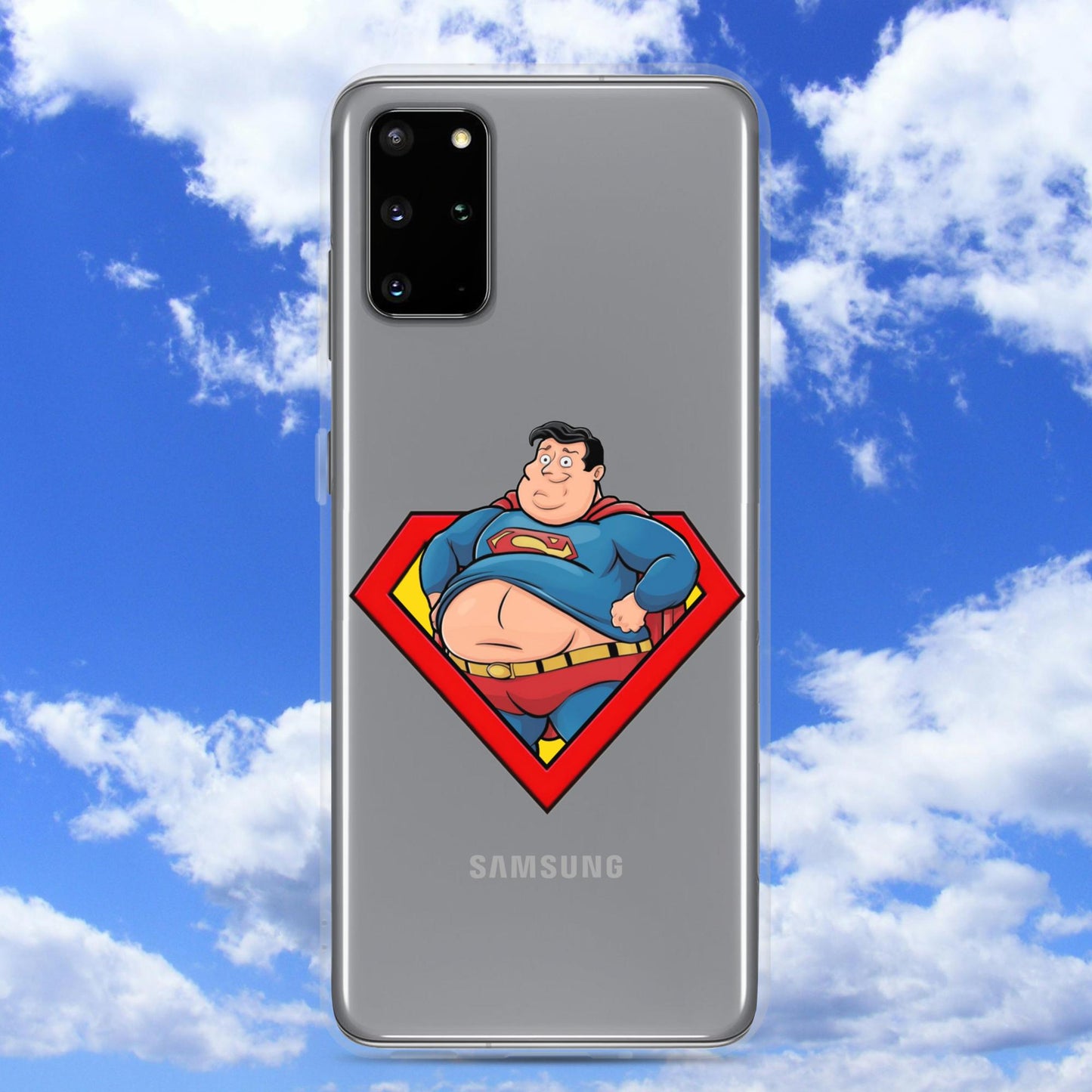 Fat Superman Funny Superhero Clear Case for Samsung Samsung Galaxy S20 Plus Mobile Phone Cases Movies Superheroes Superman Next Cult Brand