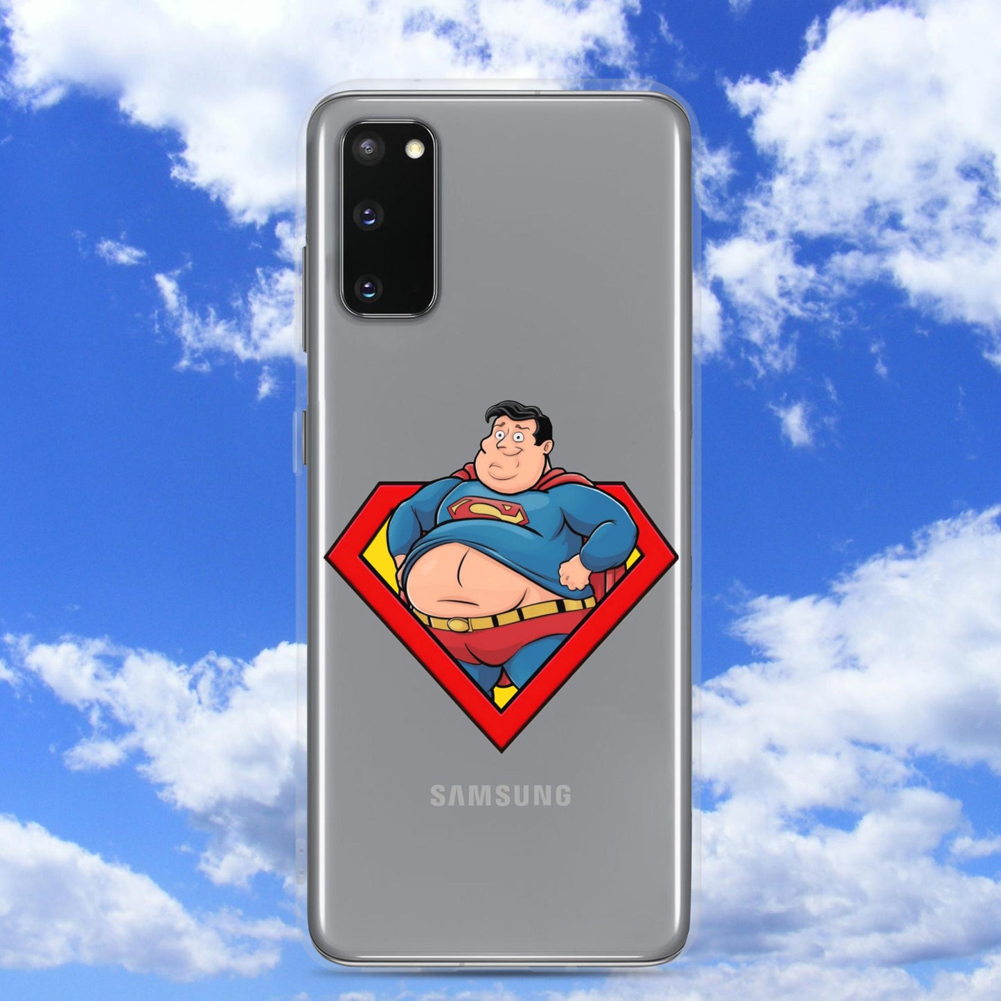 Fat Superman Funny Superhero Clear Case for Samsung Samsung Galaxy S20 Mobile Phone Cases Movies Superheroes Superman Next Cult Brand