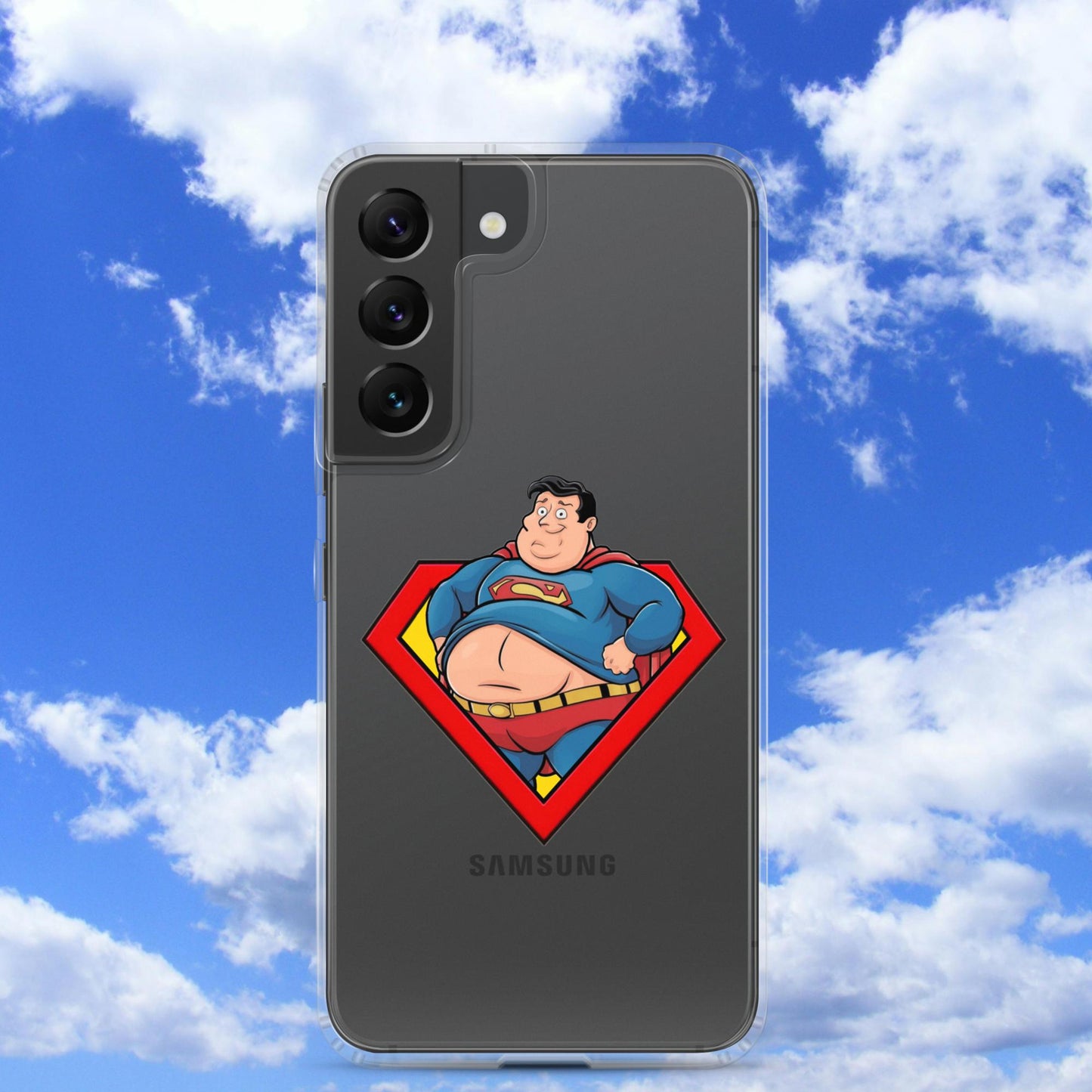 Fat Superman Funny Superhero Clear Case for Samsung Samsung Galaxy S22 Mobile Phone Cases Movies Superheroes Superman Next Cult Brand