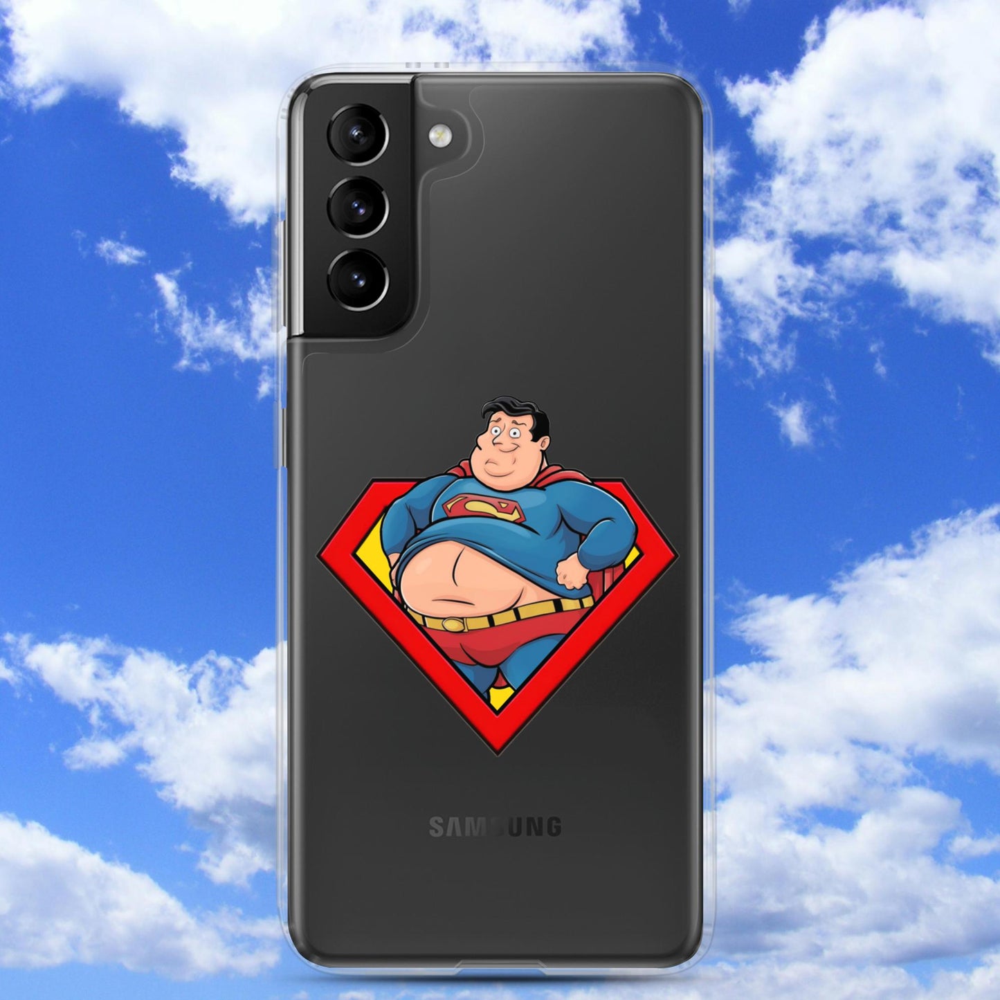 Fat Superman Funny Superhero Clear Case for Samsung Samsung Galaxy S21 Plus Mobile Phone Cases Movies Superheroes Superman Next Cult Brand