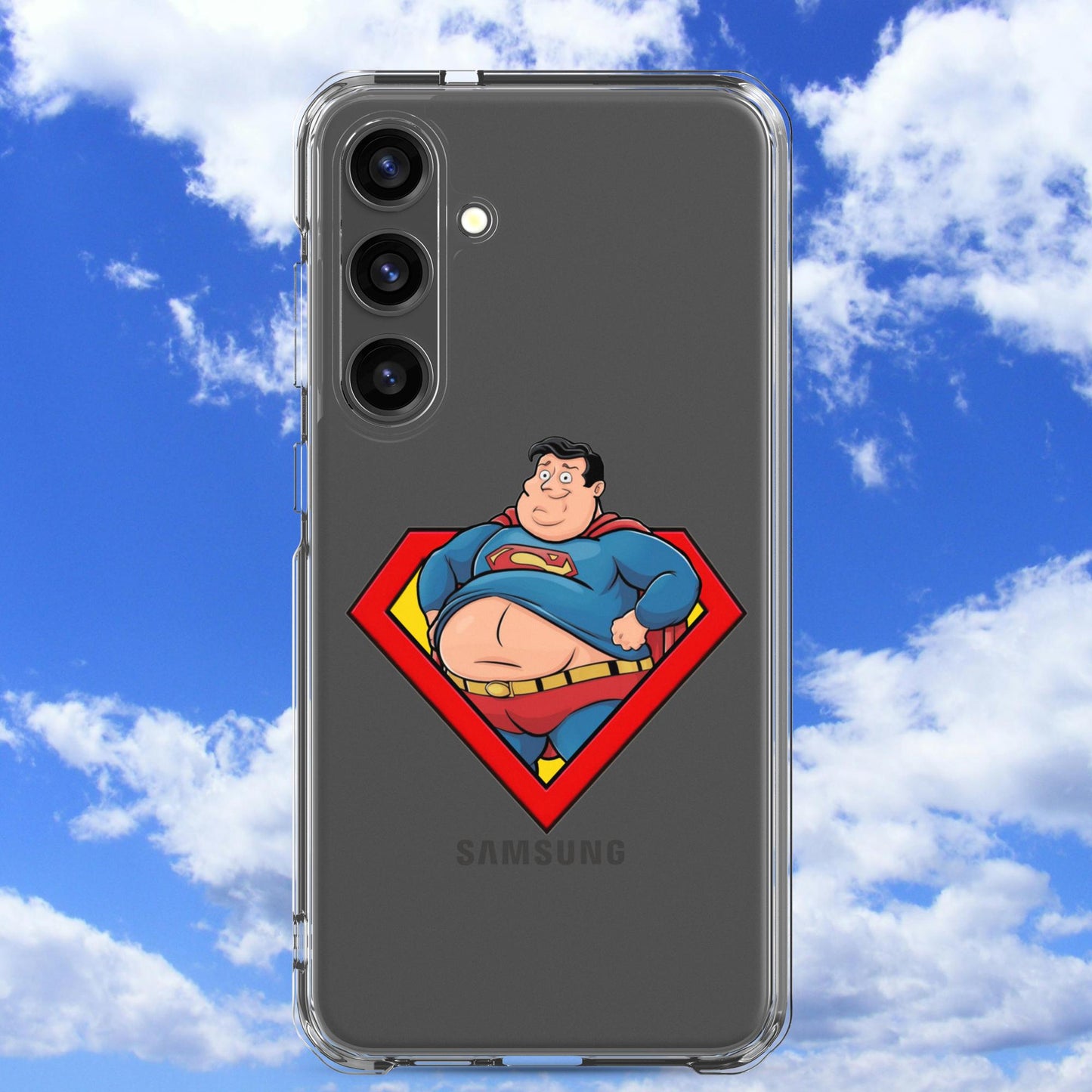 Fat Superman Funny Superhero Clear Case for Samsung Samsung Galaxy S24 Plus Mobile Phone Cases Movies Superheroes Superman Next Cult Brand