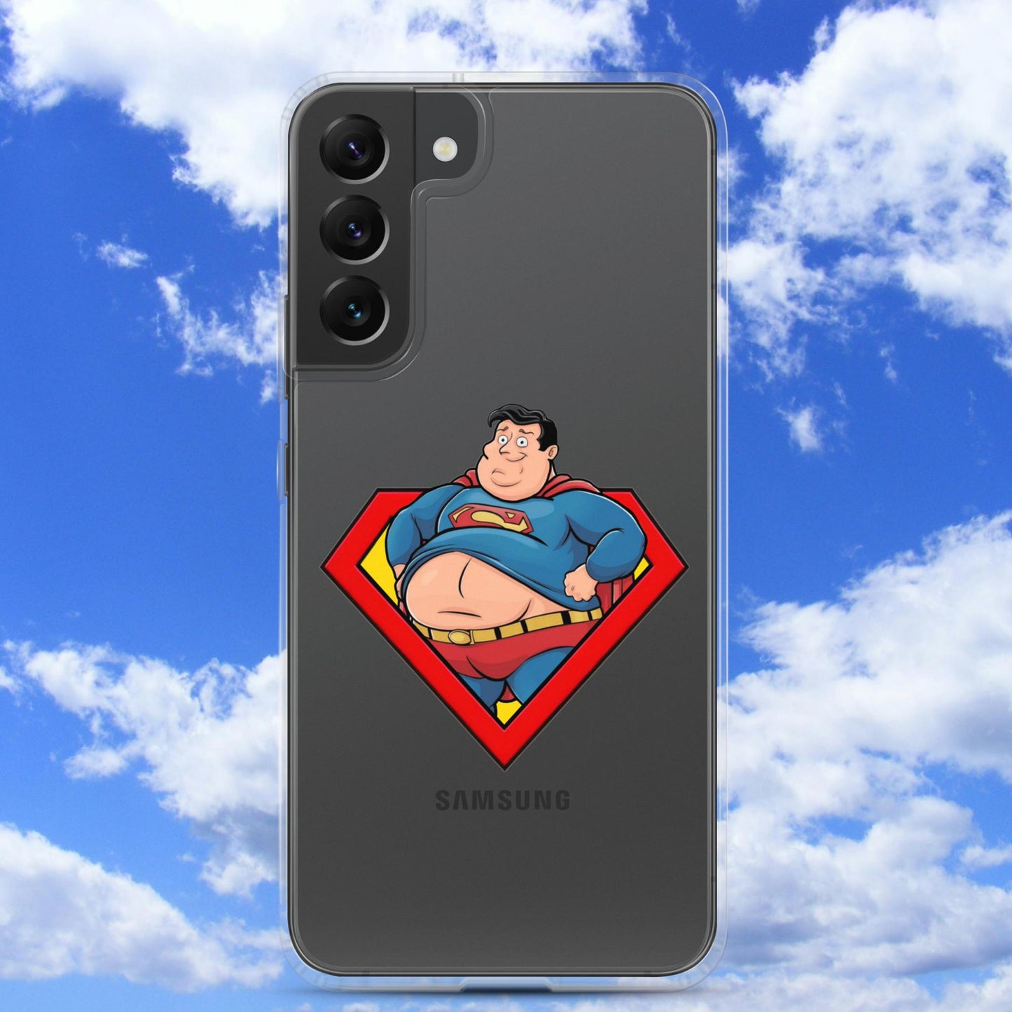 Fat Superman Funny Superhero Clear Case for Samsung Samsung Galaxy S22 Plus Mobile Phone Cases Movies Superheroes Superman Next Cult Brand