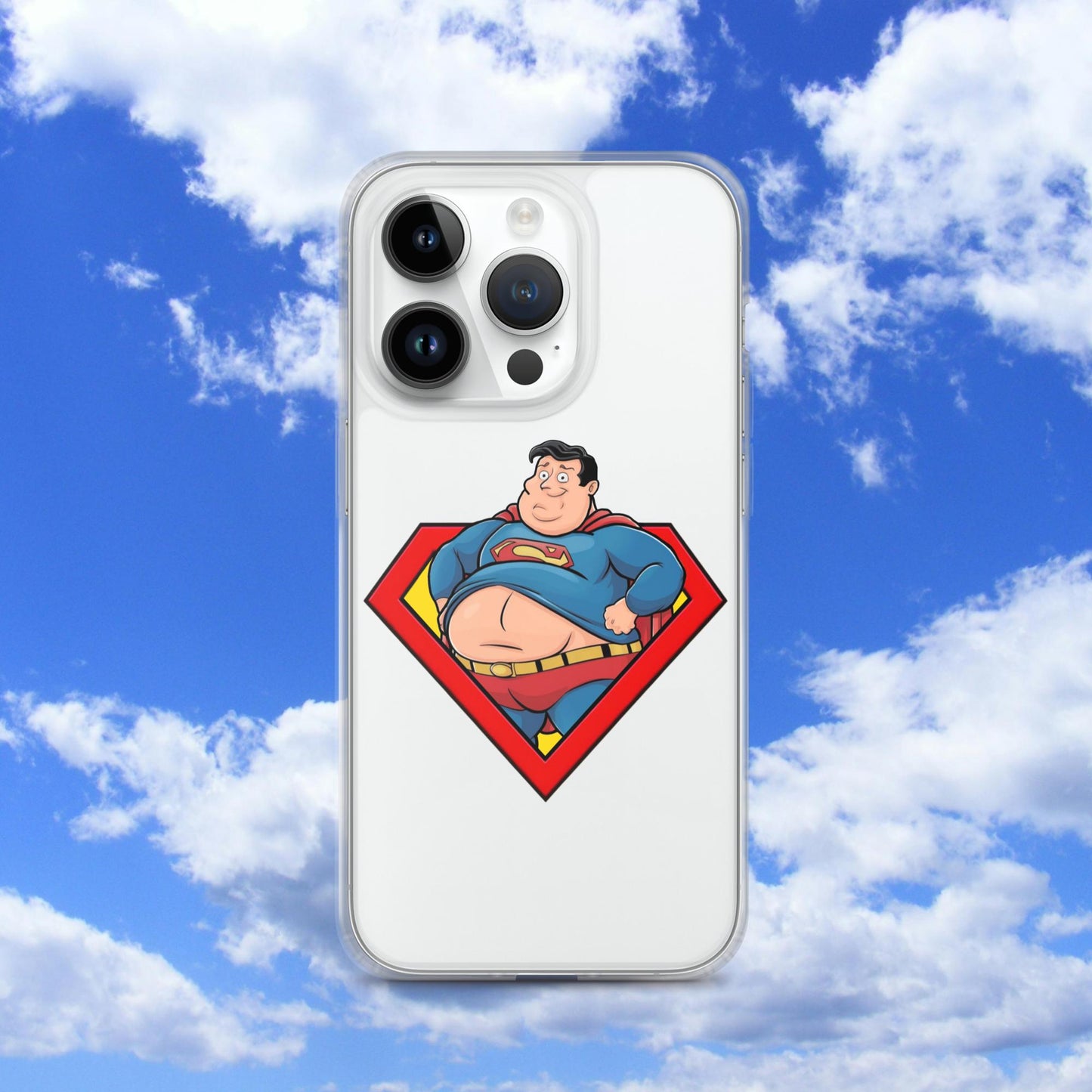 Fat Superman Funny Superhero Clear Case for iPhone iPhone 14 Pro Mobile Phone Cases Movies Superheroes Superman Next Cult Brand