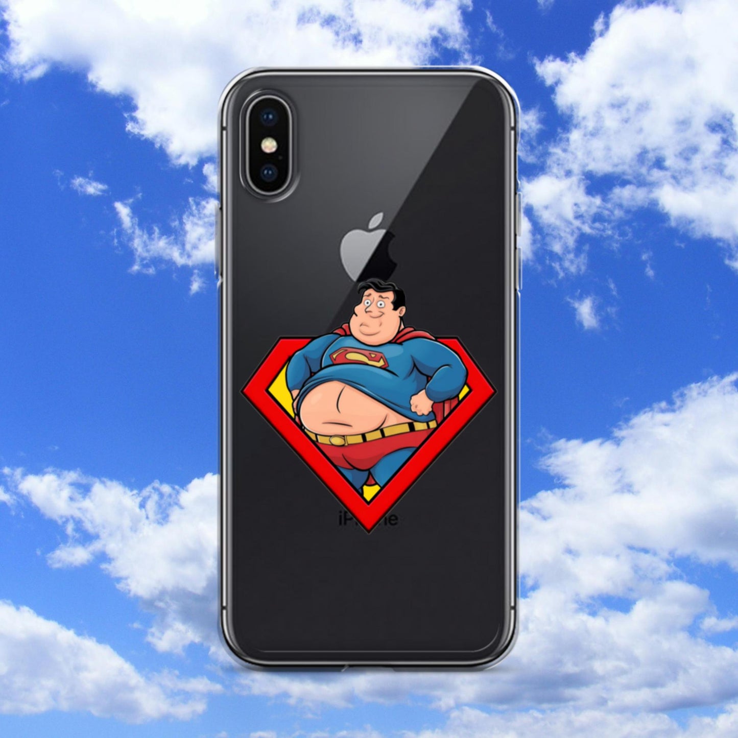 Fat Superman Funny Superhero Clear Case for iPhone iPhone X XS Mobile Phone Cases Movies Superheroes Superman Next Cult Brand