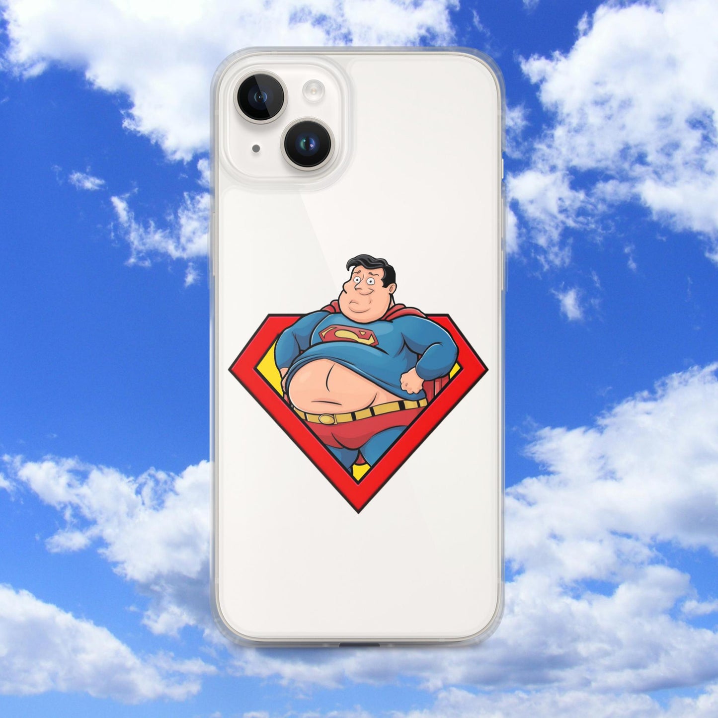 Fat Superman Funny Superhero Clear Case for iPhone iPhone 14 Plus Mobile Phone Cases Movies Superheroes Superman Next Cult Brand