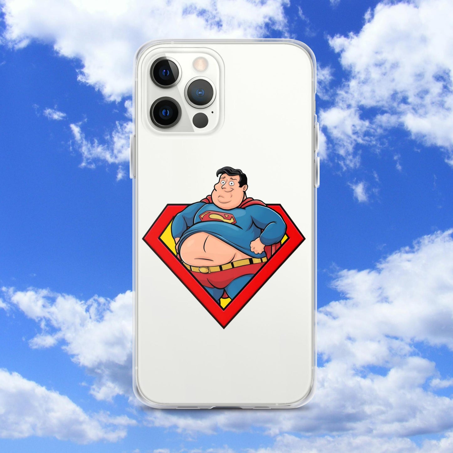 Fat Superman Funny Superhero Clear Case for iPhone iPhone 12 Pro Max Mobile Phone Cases Movies Superheroes Superman Next Cult Brand