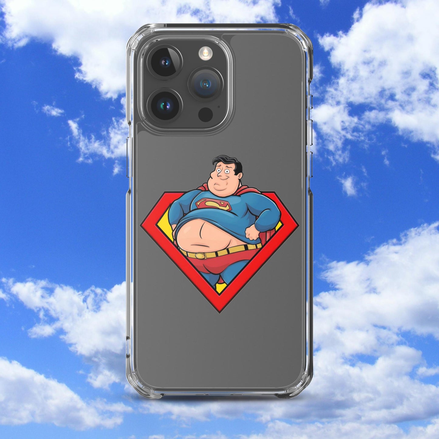 Fat Superman Funny Superhero Clear Case for iPhone iPhone 15 Pro Max Mobile Phone Cases Movies Superheroes Superman Next Cult Brand