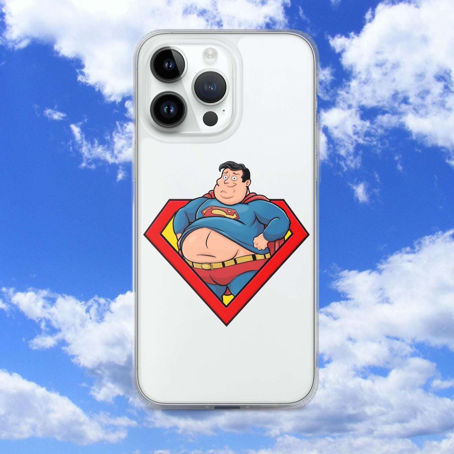 Fat Superman Funny Superhero Clear Case for iPhone iPhone 14 Pro Max Mobile Phone Cases Movies Superheroes Superman Next Cult Brand