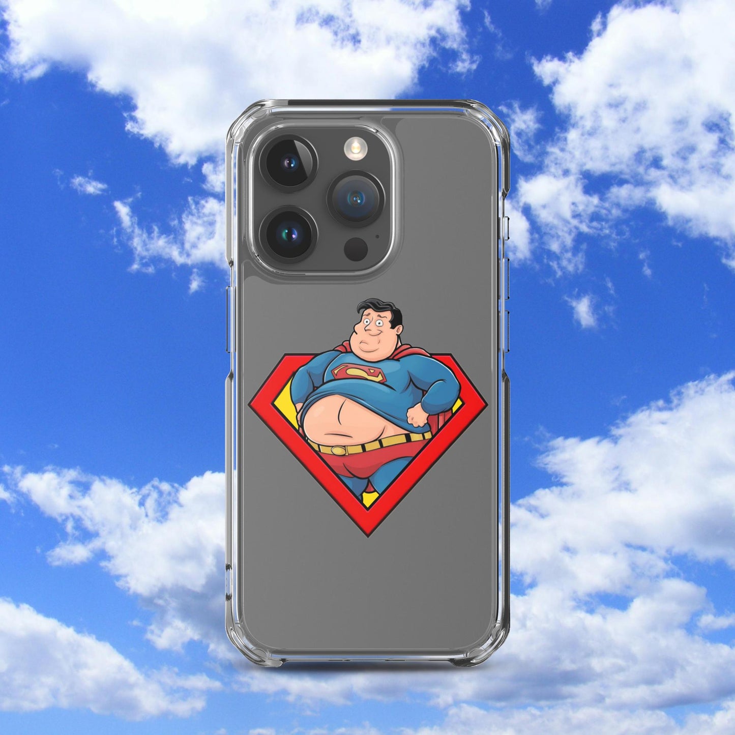 Fat Superman Funny Superhero Clear Case for iPhone iPhone 15 Pro Mobile Phone Cases Movies Superheroes Superman Next Cult Brand