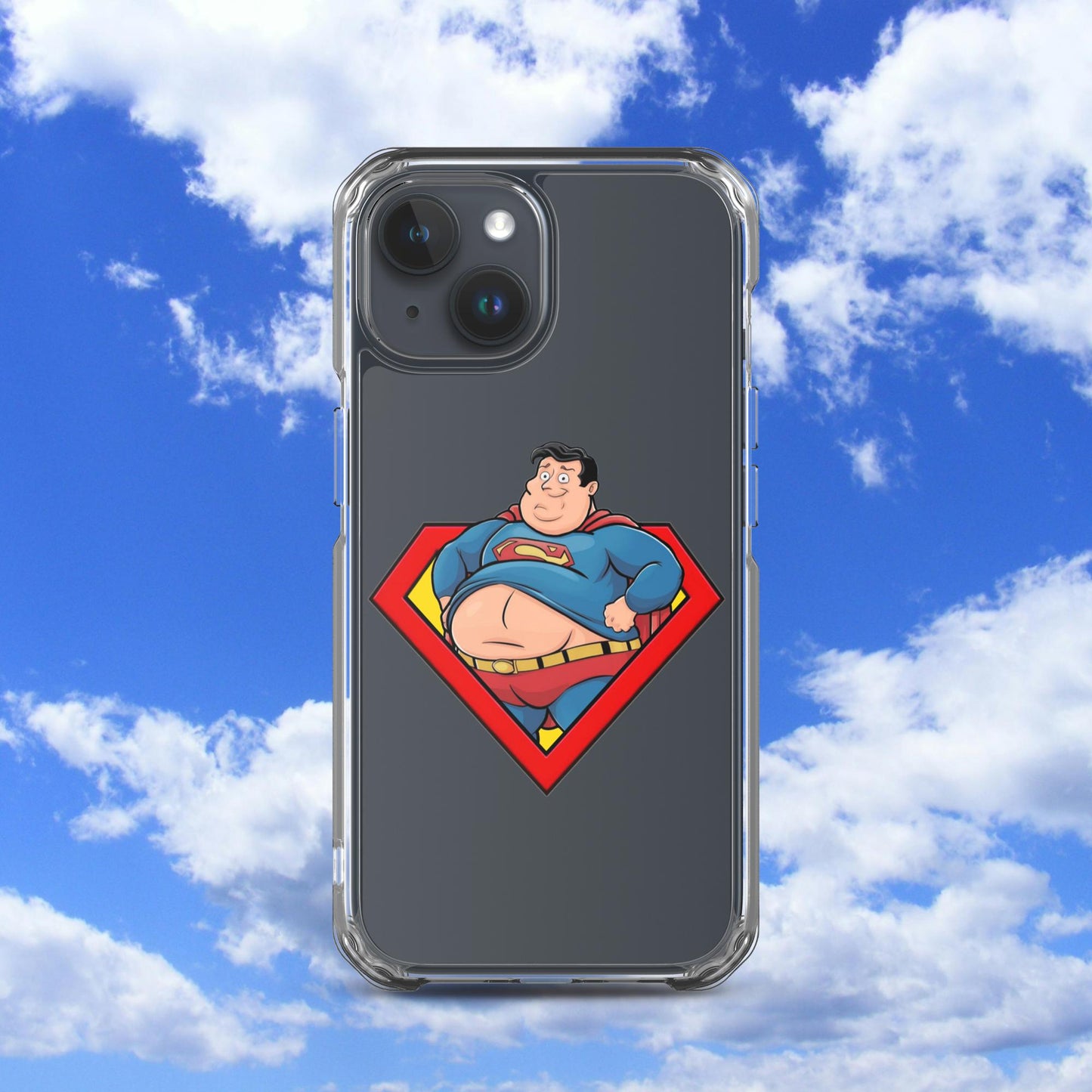 Fat Superman Funny Superhero Clear Case for iPhone iPhone 15 Mobile Phone Cases Movies Superheroes Superman Next Cult Brand