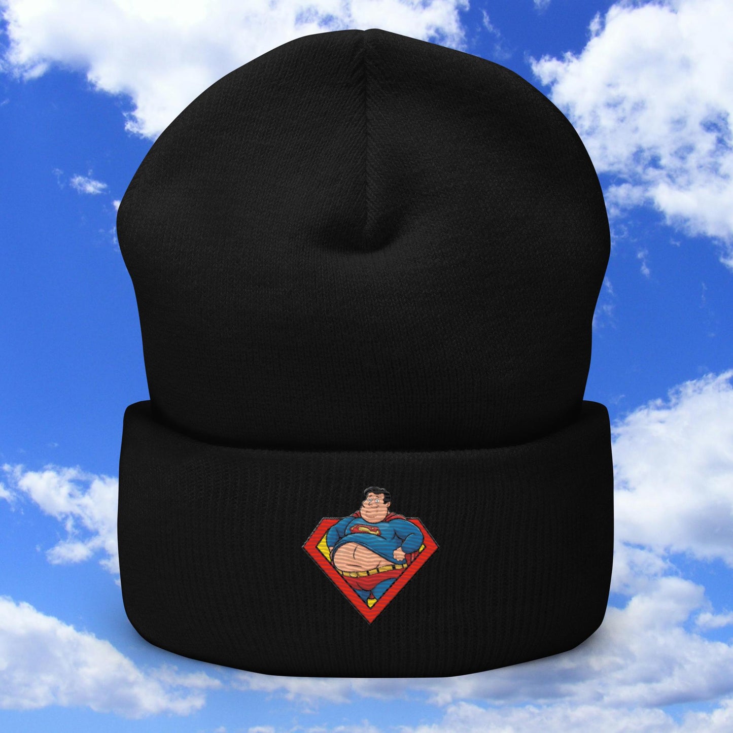 Fat Superman Funny Superhero Cuffed Beanie Black Hats Movies Superheroes Superman Next Cult Brand