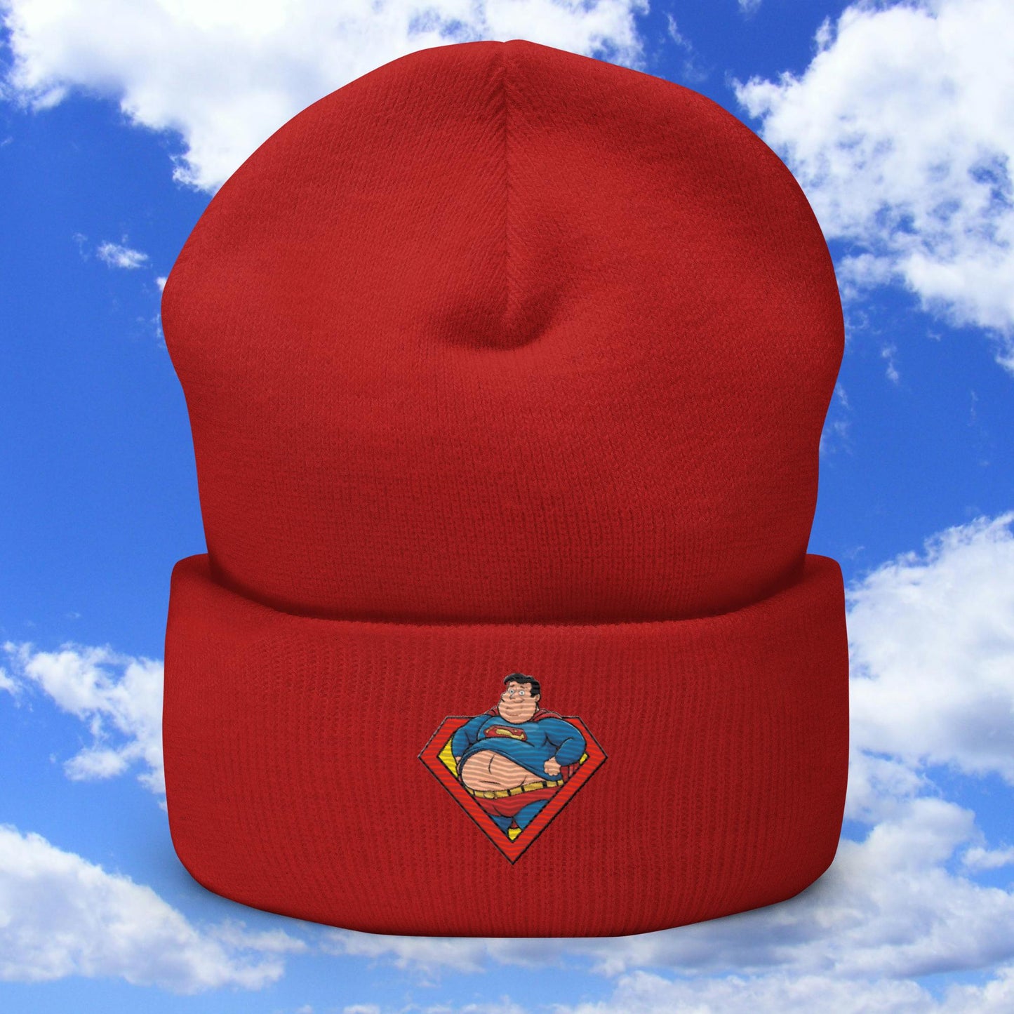 Fat Superman Funny Superhero Cuffed Beanie Red Hats Movies Superheroes Superman Next Cult Brand