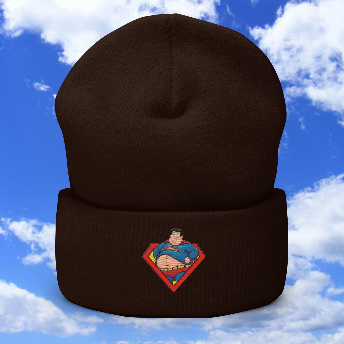Fat Superman Funny Superhero Cuffed Beanie Brown Hats Movies Superheroes Superman Next Cult Brand