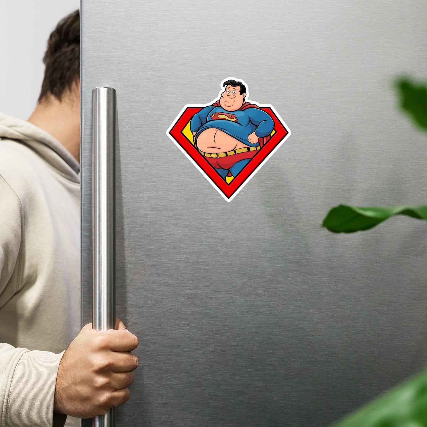 Fat Superman Funny Superhero Magnet 6″×6″ Magnets Movies Superheroes Superman Next Cult Brand