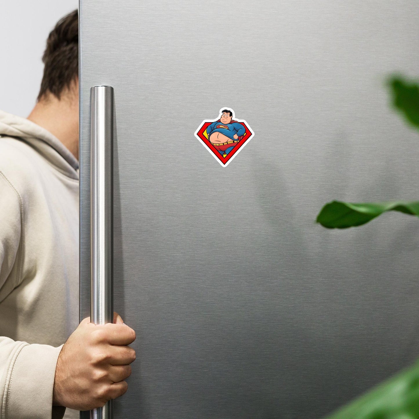 Fat Superman Funny Superhero Magnet 3″×3″ Magnets Movies Superheroes Superman Next Cult Brand