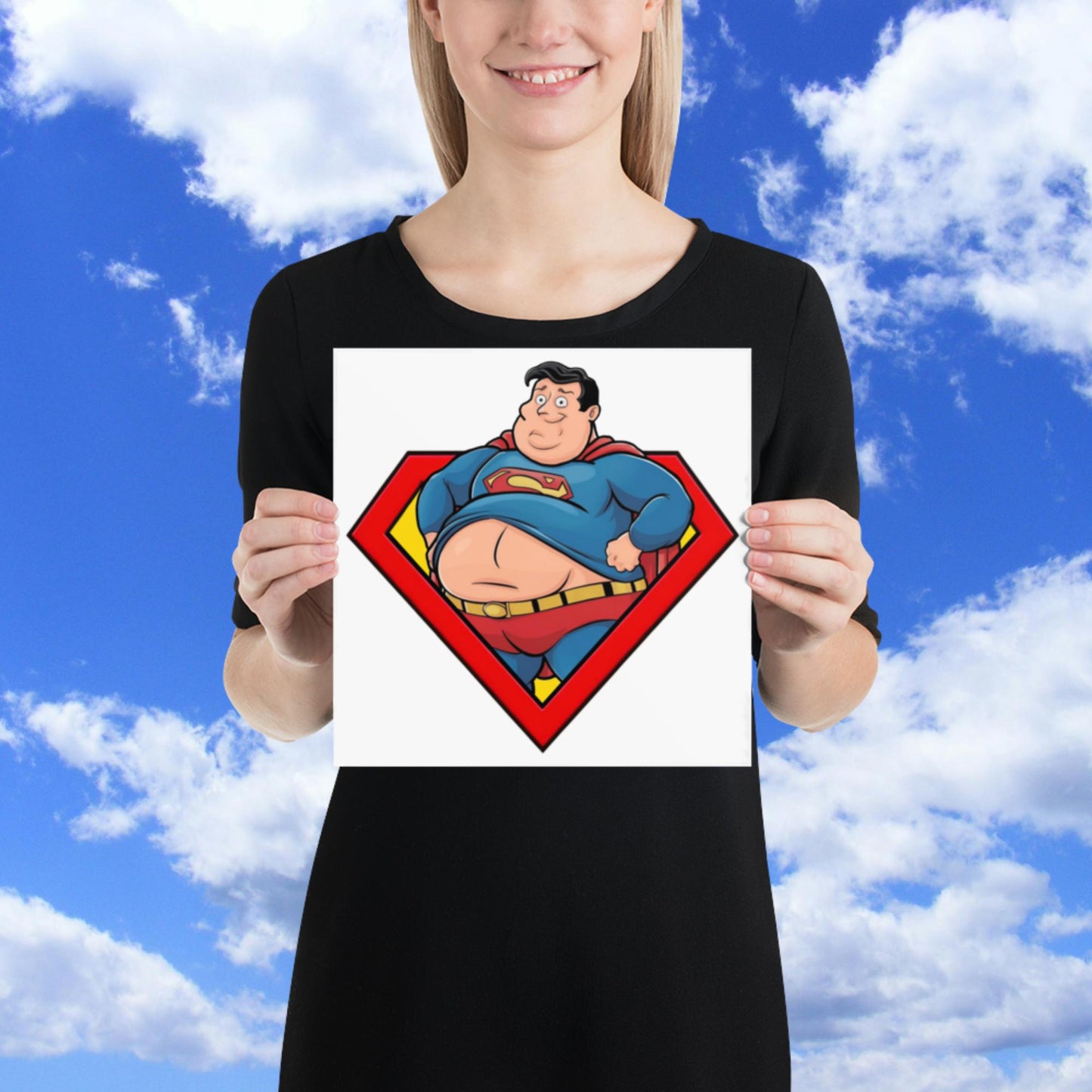 Fat Superman Funny Superhero Poster 10″×10″ Posters Movies Superheroes Superman Next Cult Brand