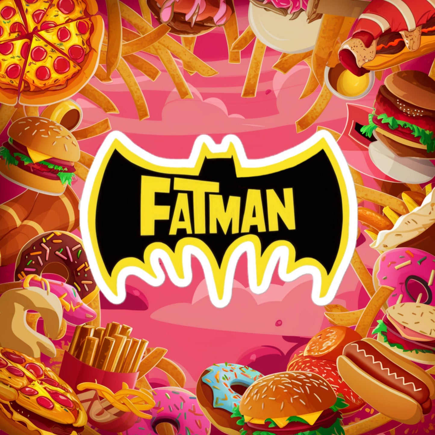FatMan Funny Fat Superhero Bubble-free stickers 4″×4″ Stickers Batman Movies Superheroes Next Cult Brand