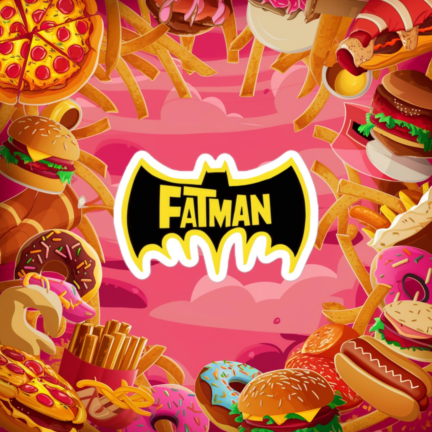 FatMan Funny Fat Superhero Bubble-free stickers 3″×3″ Stickers Batman Justice League Movies Superheroes Next Cult Brand