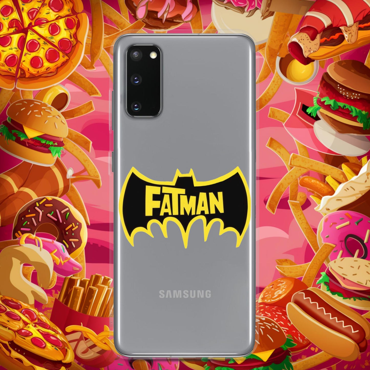 FatMan Funny Fat Superhero Clear Case for Samsung Samsung Galaxy S20 Mobile Phone Cases Batman Movies Superheroes Next Cult Brand