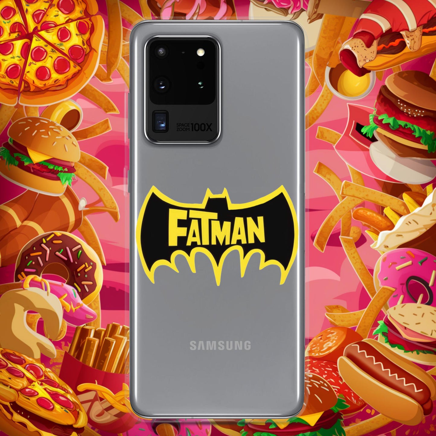 FatMan Funny Fat Superhero Clear Case for Samsung Samsung Galaxy S20 Ultra Mobile Phone Cases Batman Movies Superheroes Next Cult Brand