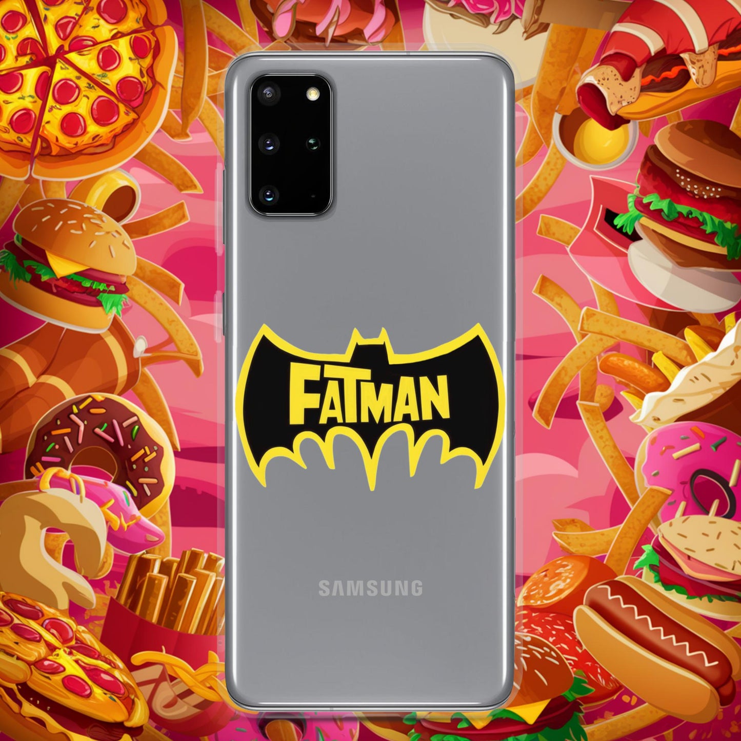 FatMan Funny Fat Superhero Clear Case for Samsung Samsung Galaxy S20 Plus Mobile Phone Cases Batman Movies Superheroes Next Cult Brand