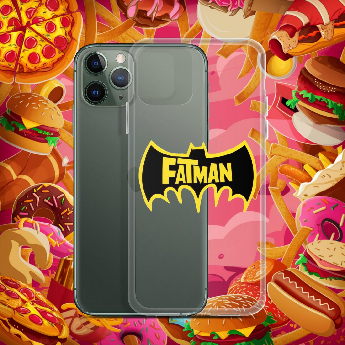 FatMan Funny Fat Superhero Clear Case for iPhone iPhone 11 Pro Mobile Phone Cases Batman Movies Superheroes Next Cult Brand