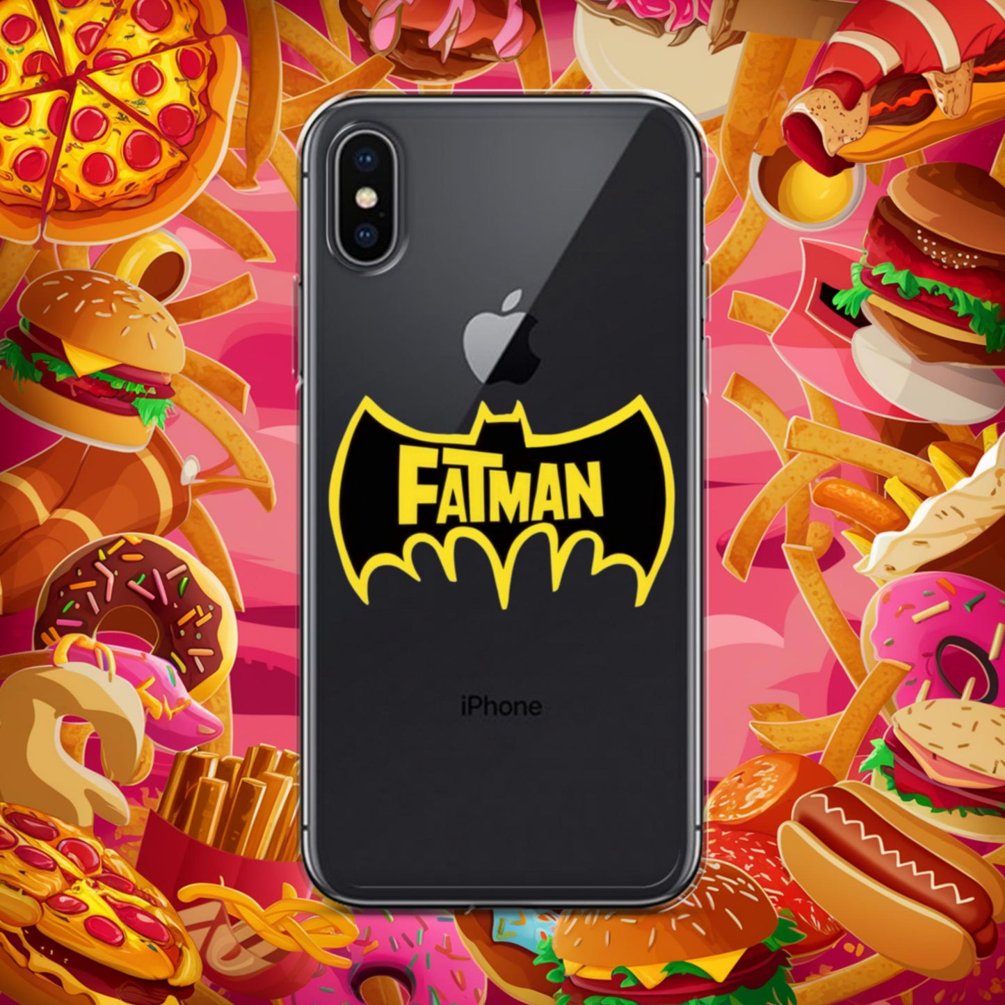 FatMan Funny Fat Superhero Clear Case for iPhone iPhone X XS Mobile Phone Cases Batman Movies Superheroes Next Cult Brand