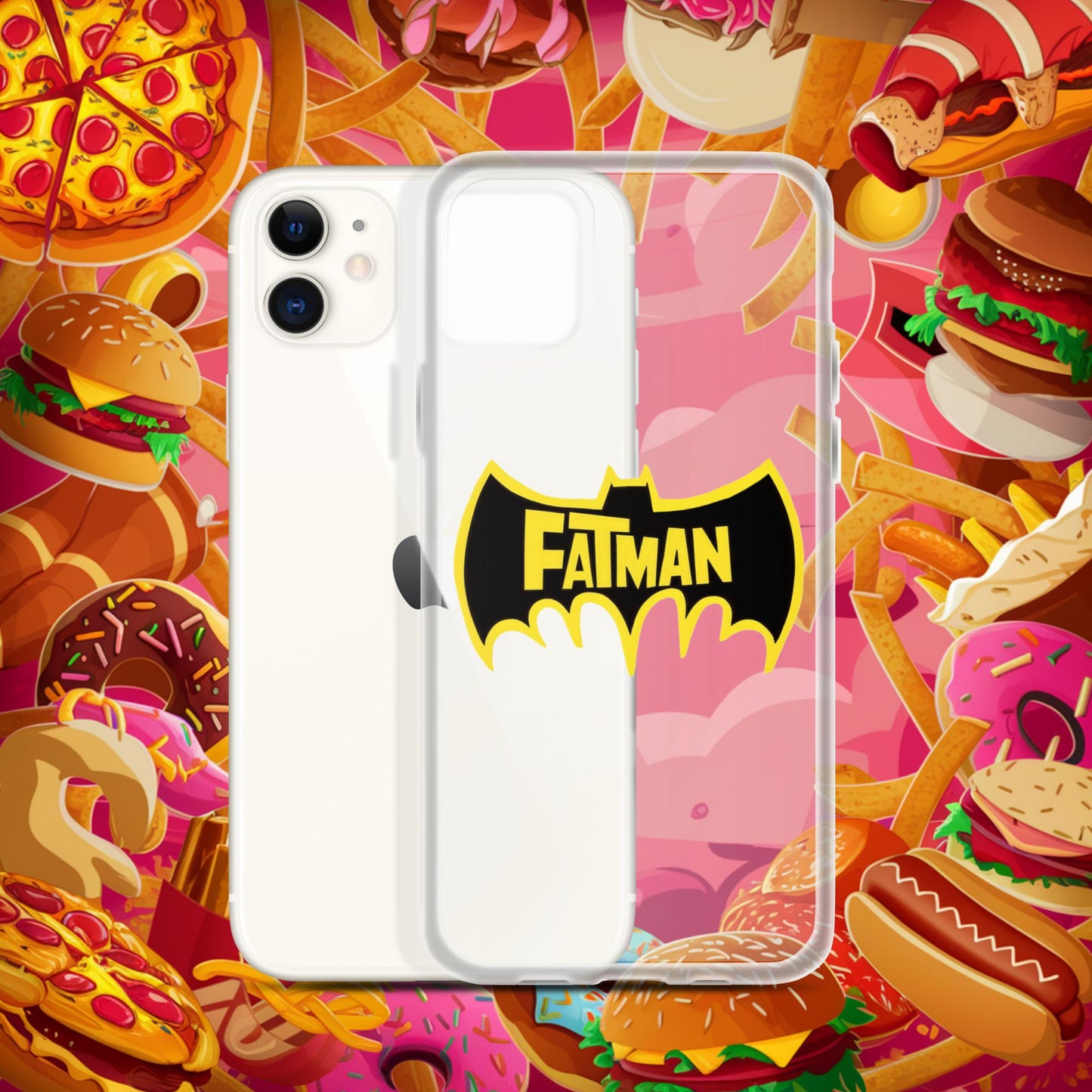 FatMan Funny Fat Superhero Clear Case for iPhone iPhone 11 Mobile Phone Cases Batman Movies Superheroes Next Cult Brand