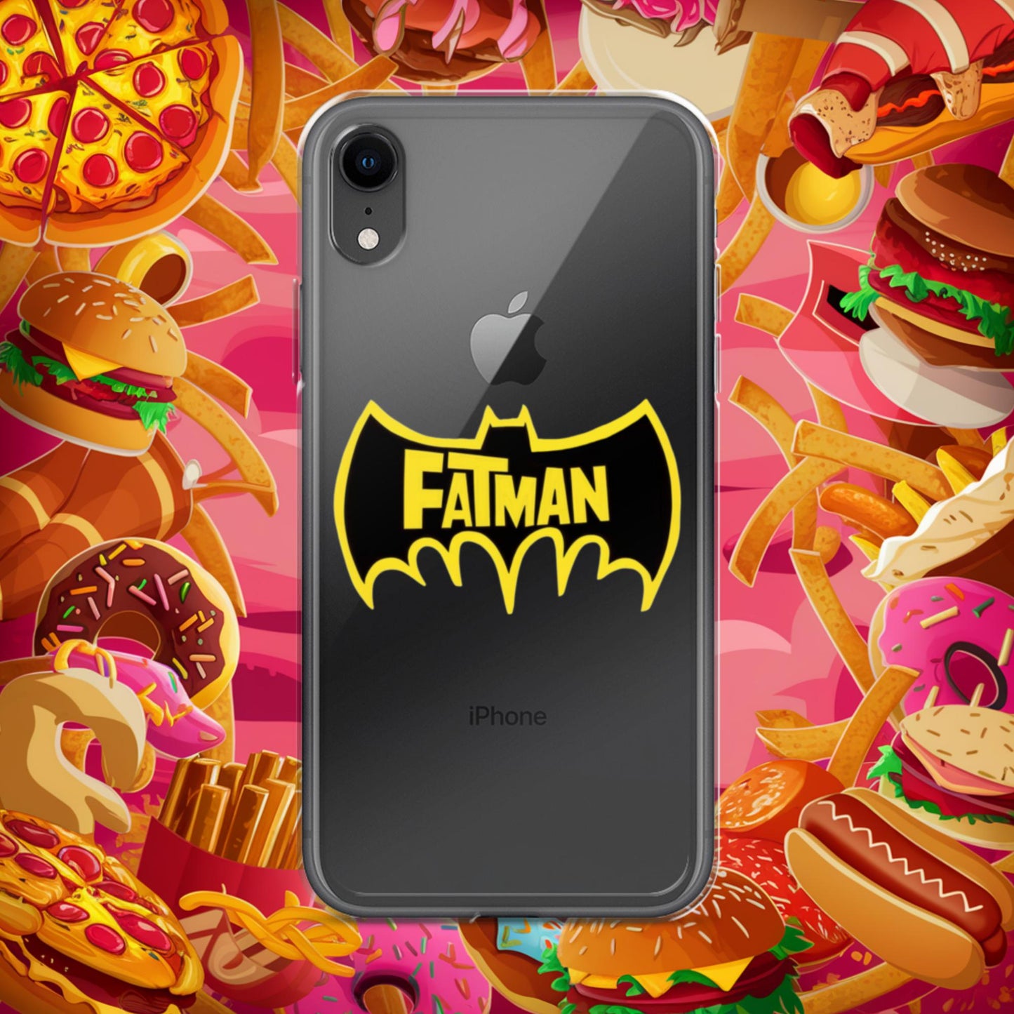 FatMan Funny Fat Superhero Clear Case for iPhone iPhone XR Mobile Phone Cases Batman Movies Superheroes Next Cult Brand